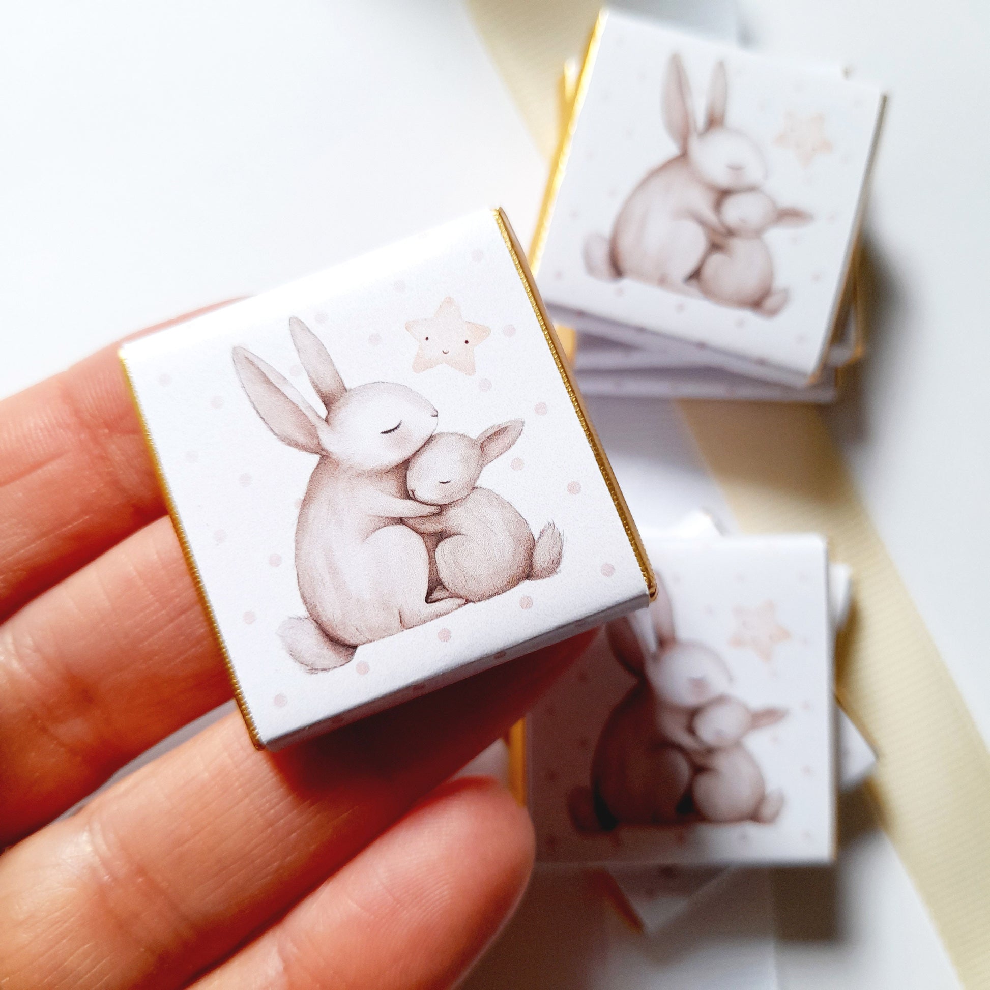Personalised Mum and Baby Bunny Chocolates – Custom Baby Shower Favours