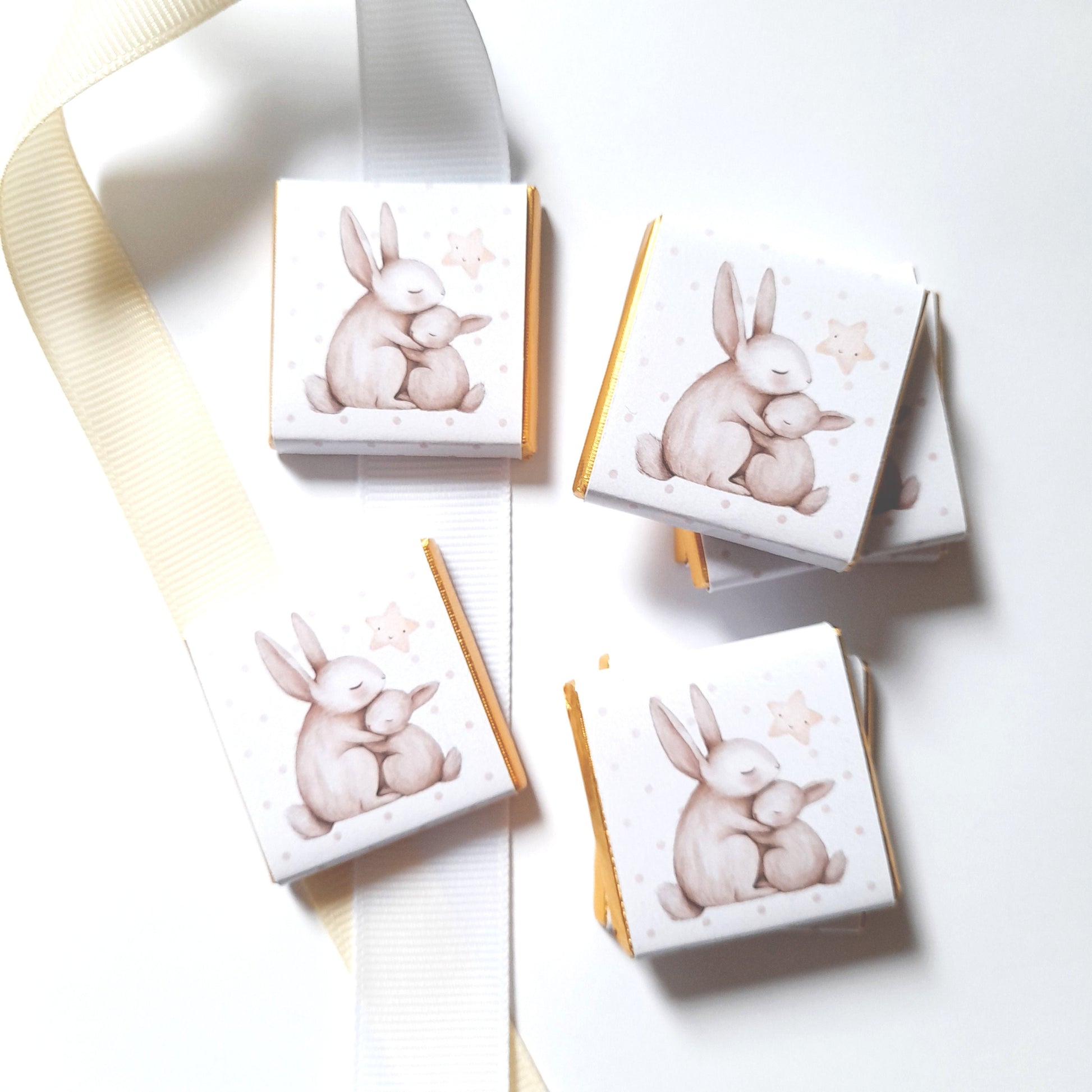 Personalised Mum and Baby Bunny Chocolates – Custom Baby Shower Favours