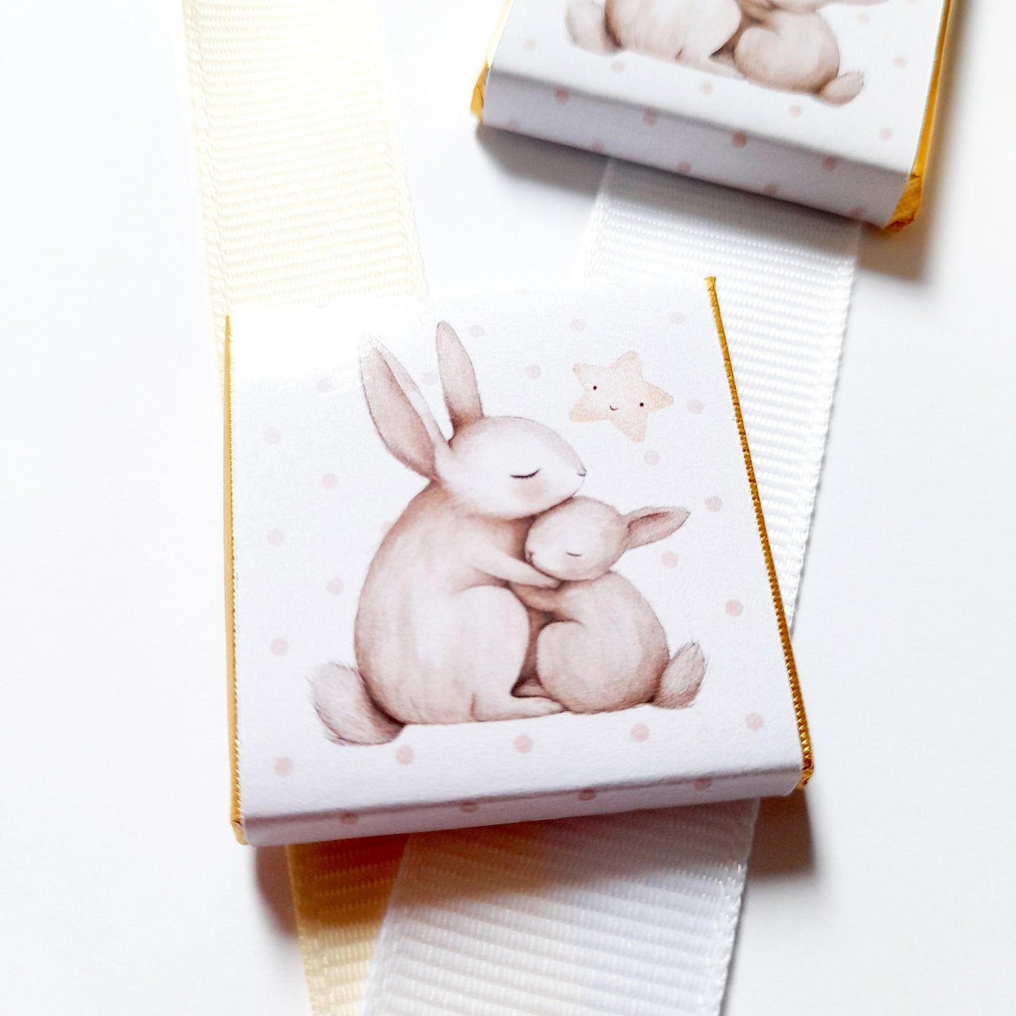 Personalised Mum and Baby Bunny Chocolates – Custom Baby Shower Favours