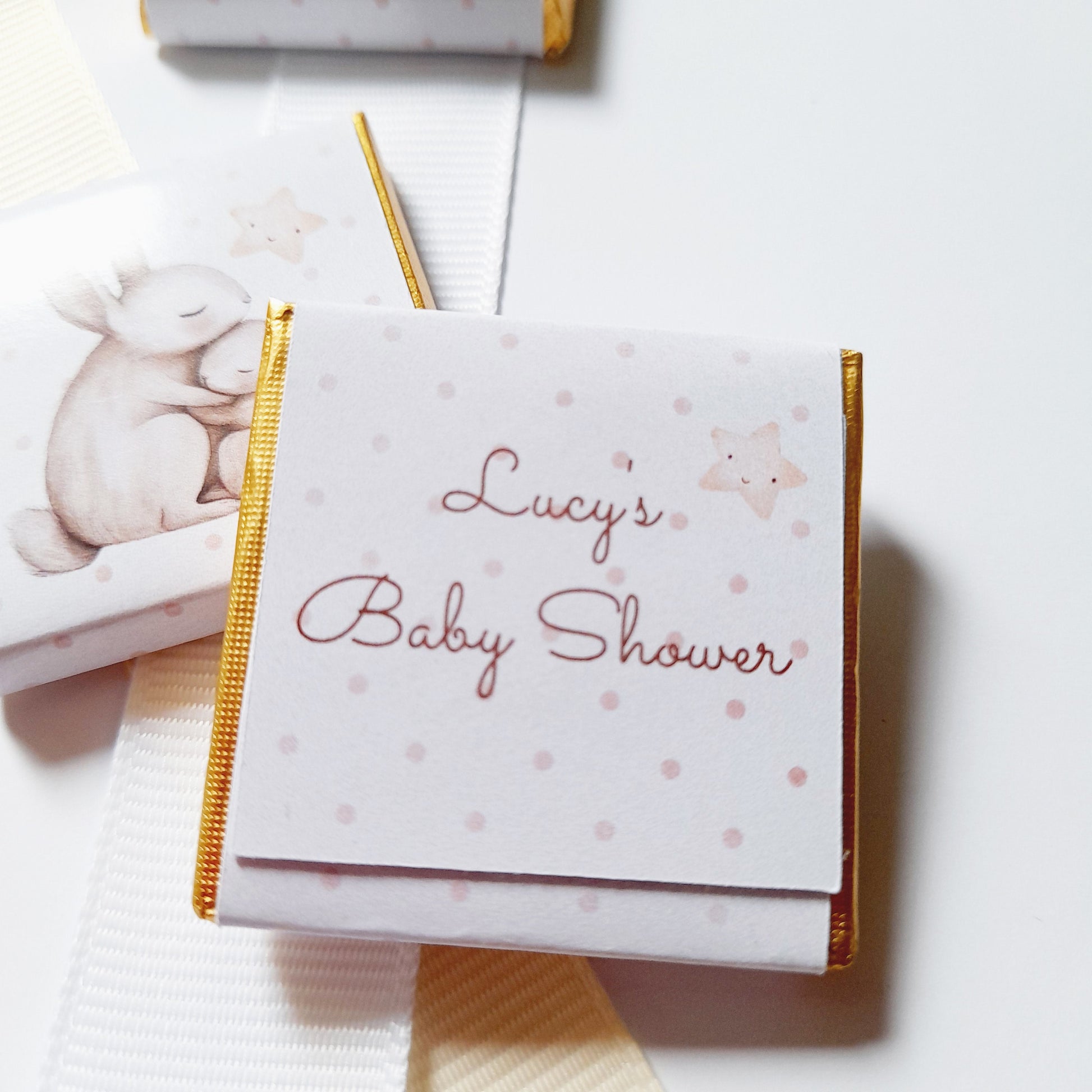 Personalised Mum and Baby Bunny Chocolates – Custom Baby Shower Favours