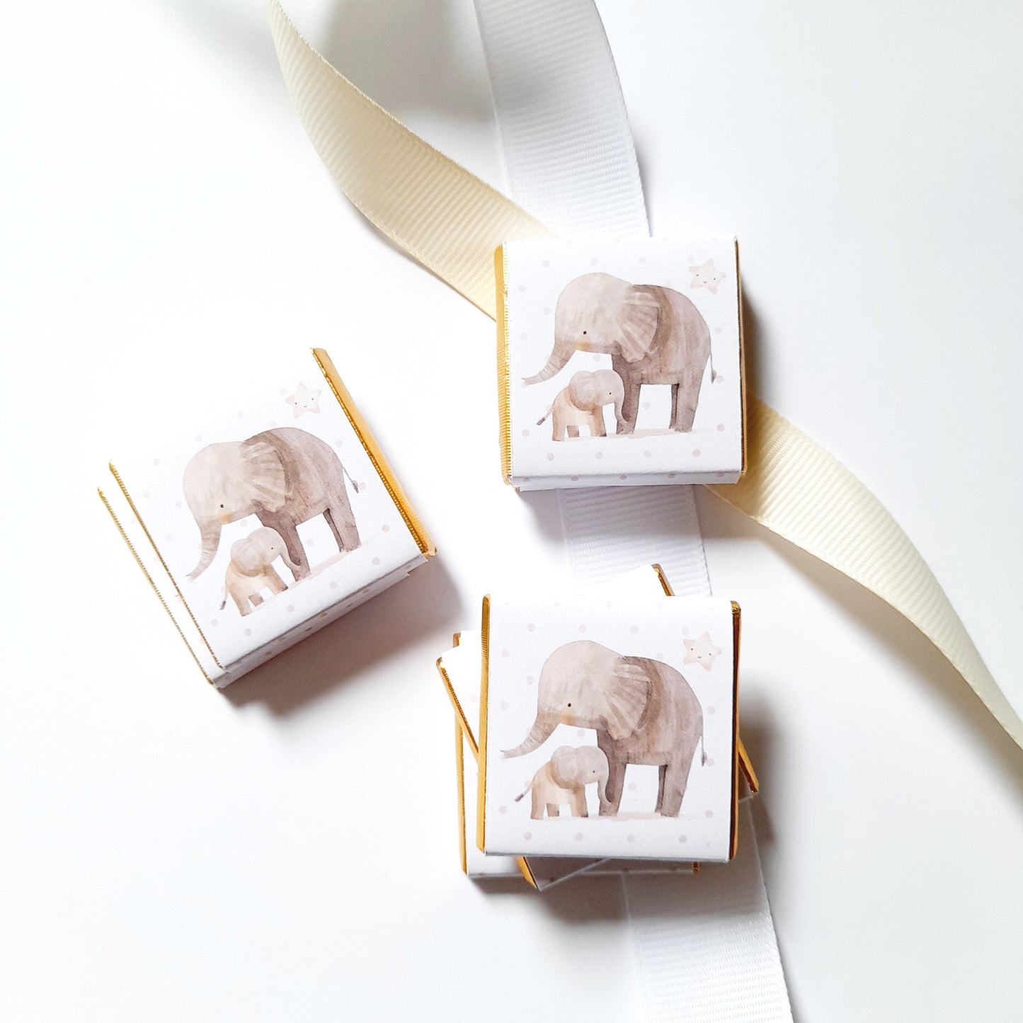Personalised Mother Baby Elephant Shower Favours – Chocolate Guest Gifts