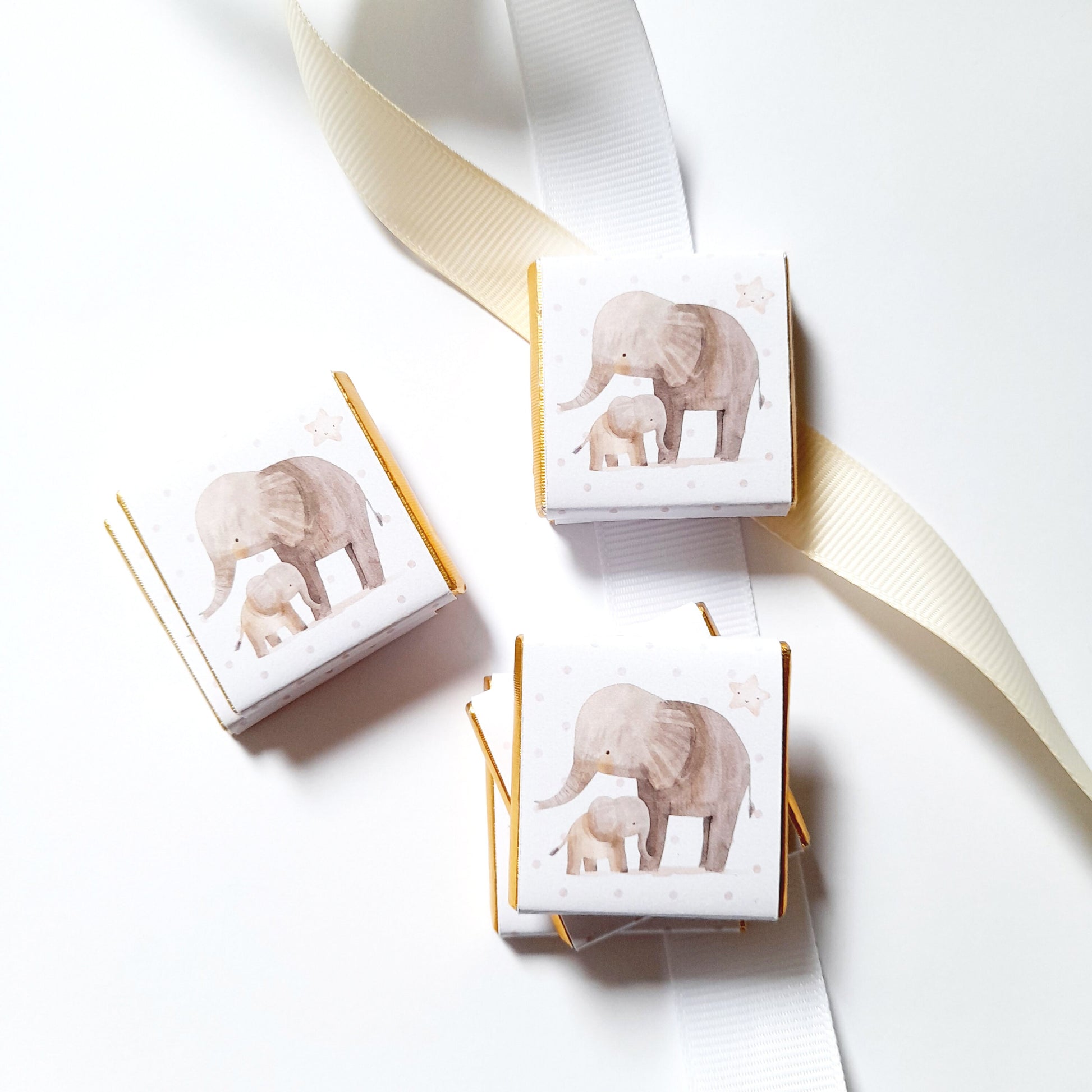 Personalised Mother Baby Elephant Shower Favours – Chocolate Guest Gifts