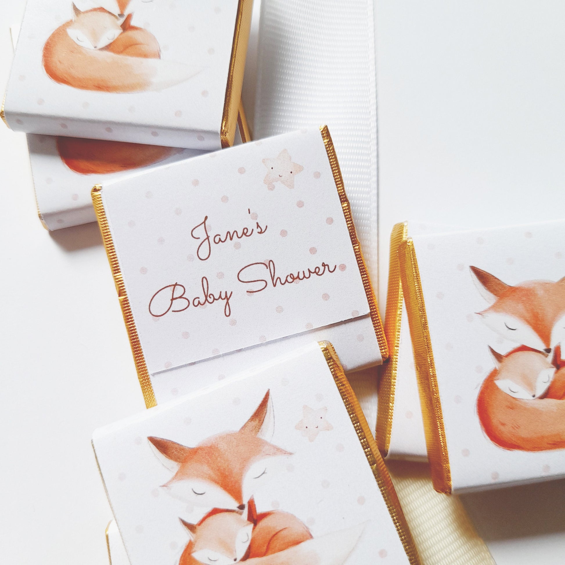 Personalised Mum and Baby Fox Chocolates – Woodland Baby Shower Favours, Party Bag Fillers