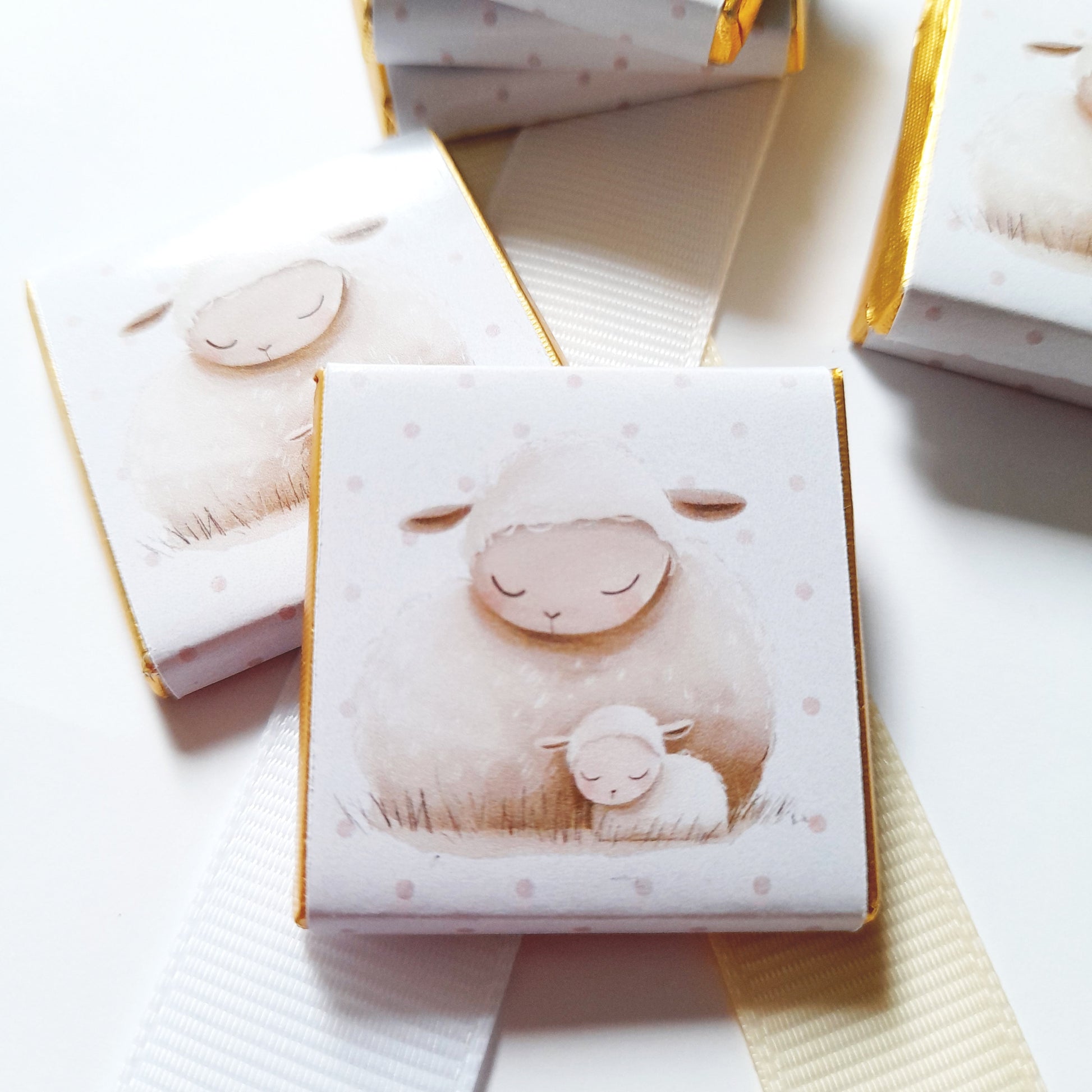 Personalised Mum and Baby Sheep Chocolates – Baby Shower Guest Favours, Party Bag Fillers