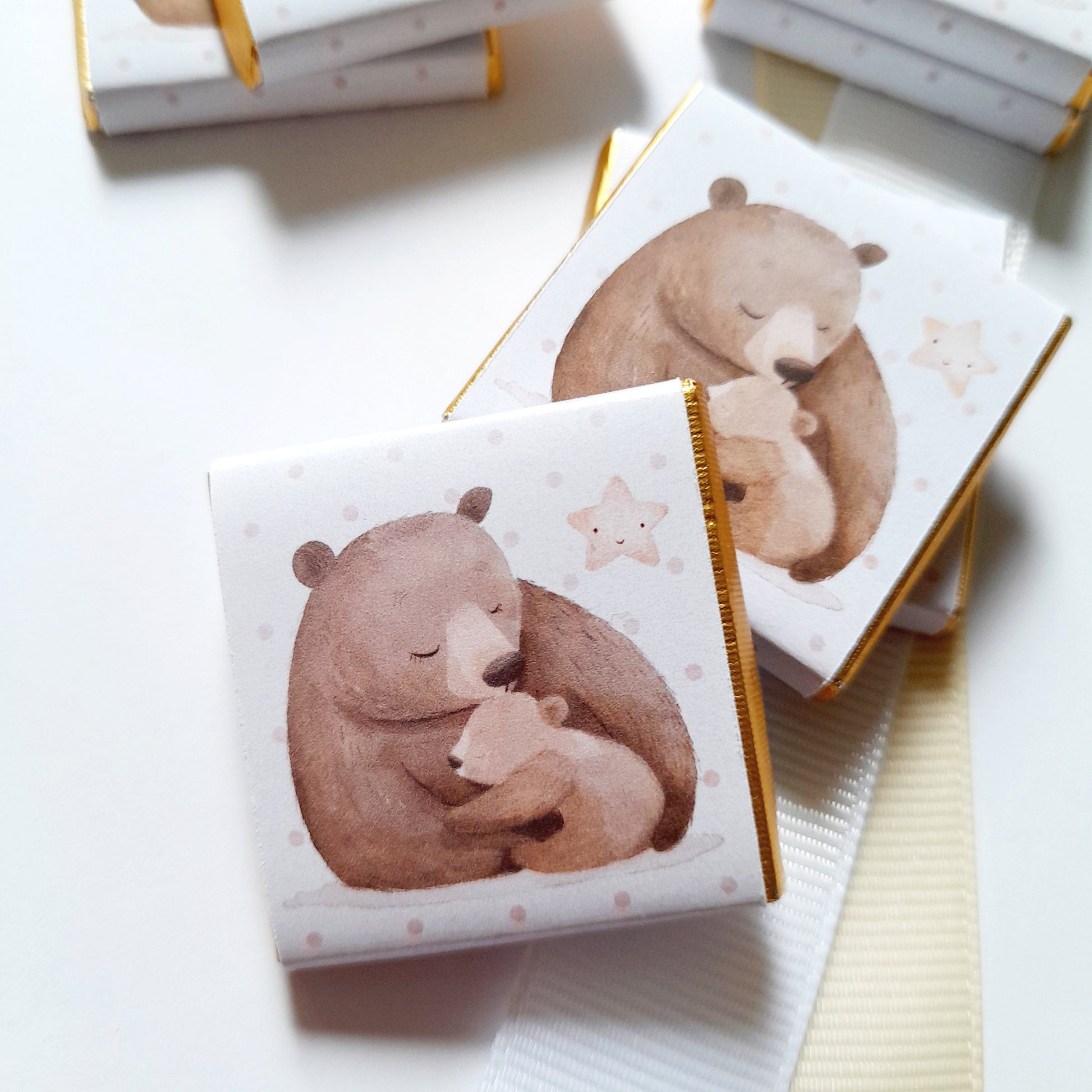 Mama Bear Baby Shower Chocolate Favours – Custom Guest Treats, Teddy Bear Party Bags