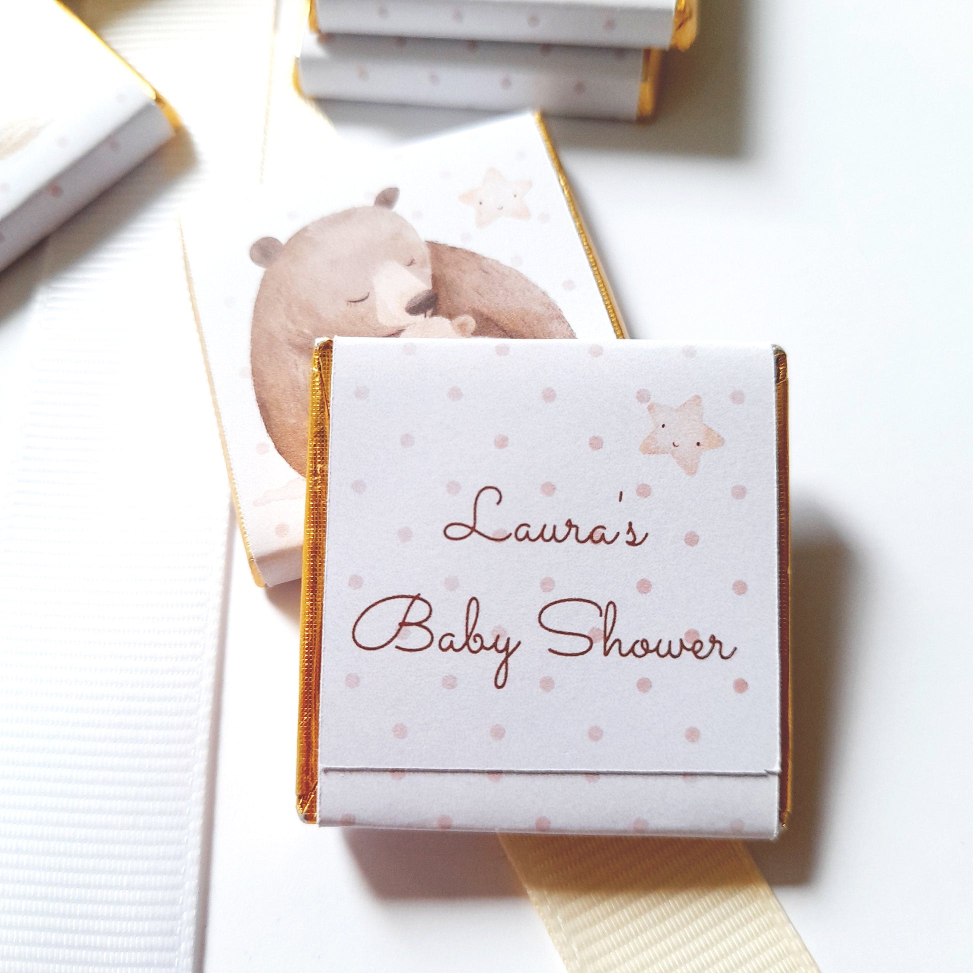 Mama Bear Baby Shower Chocolate Favours – Custom Guest Treats, Teddy Bear Party Bags