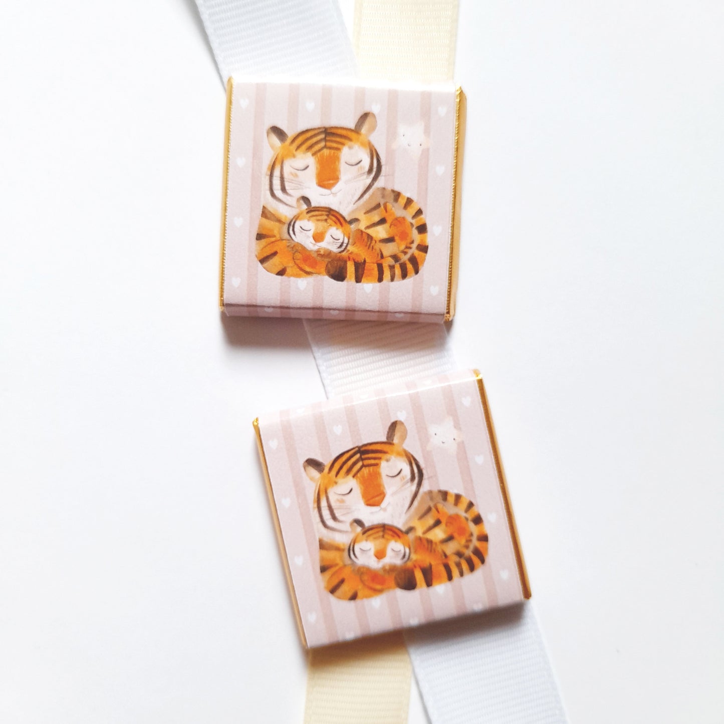 Personalised Mother Baby Tiger Chocolate Favours – Jungle Animal Treats, Wild One Party Bag Fillers