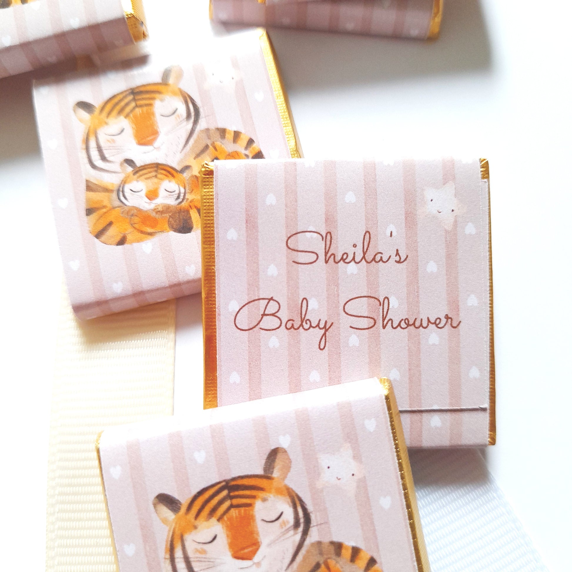 Personalised Mother Baby Tiger Chocolate Favours – Jungle Animal Treats, Wild One Party Bag Fillers