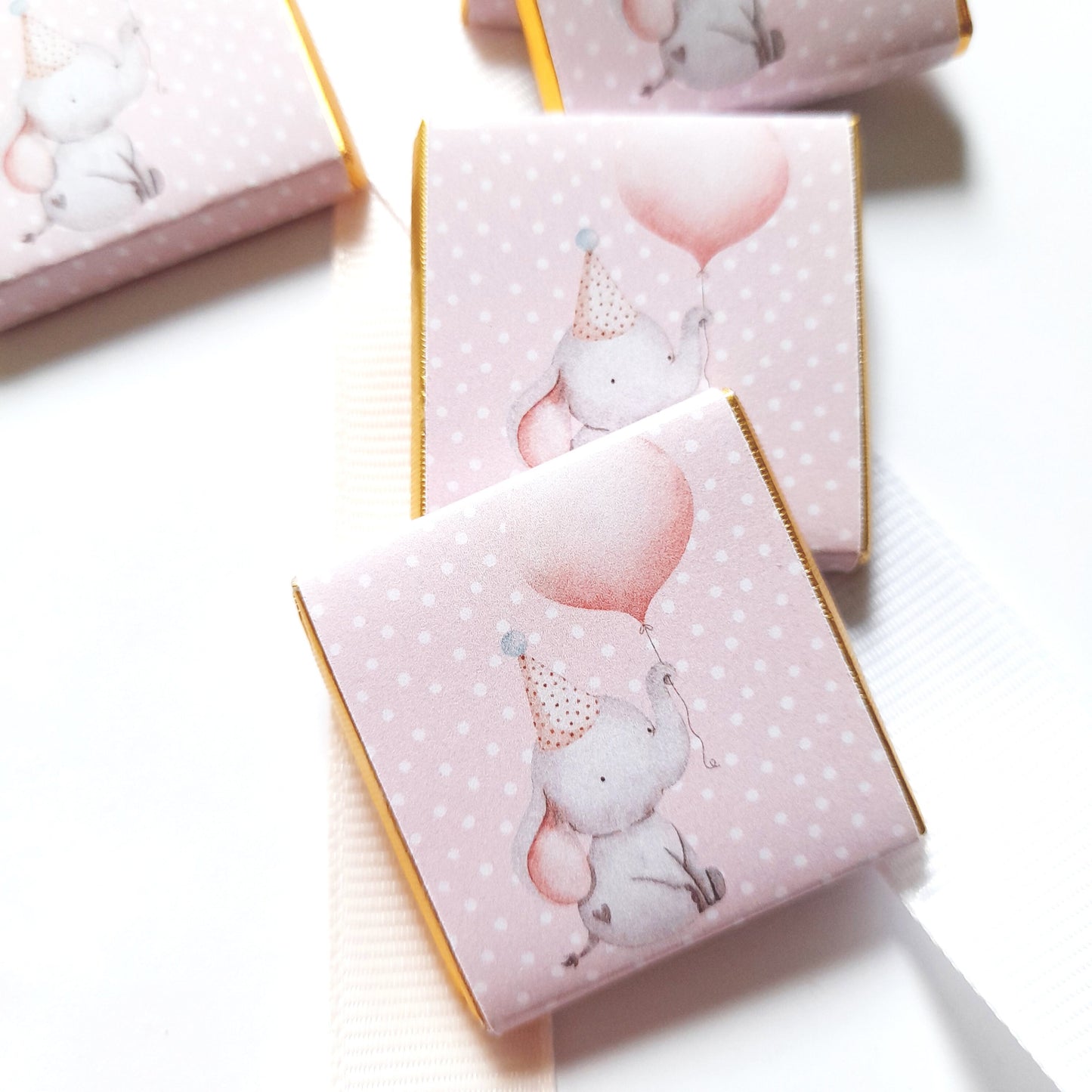 Personalised Girl 1st Birthday Party Favours – Baby Elephant