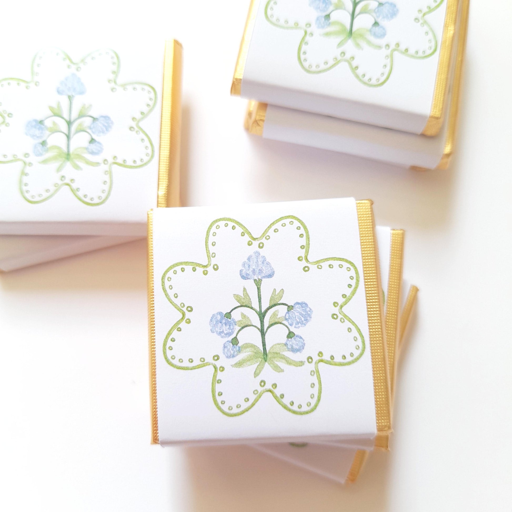 Personalised Blue Floral Party Favours – Wedding Thank You Chocolates