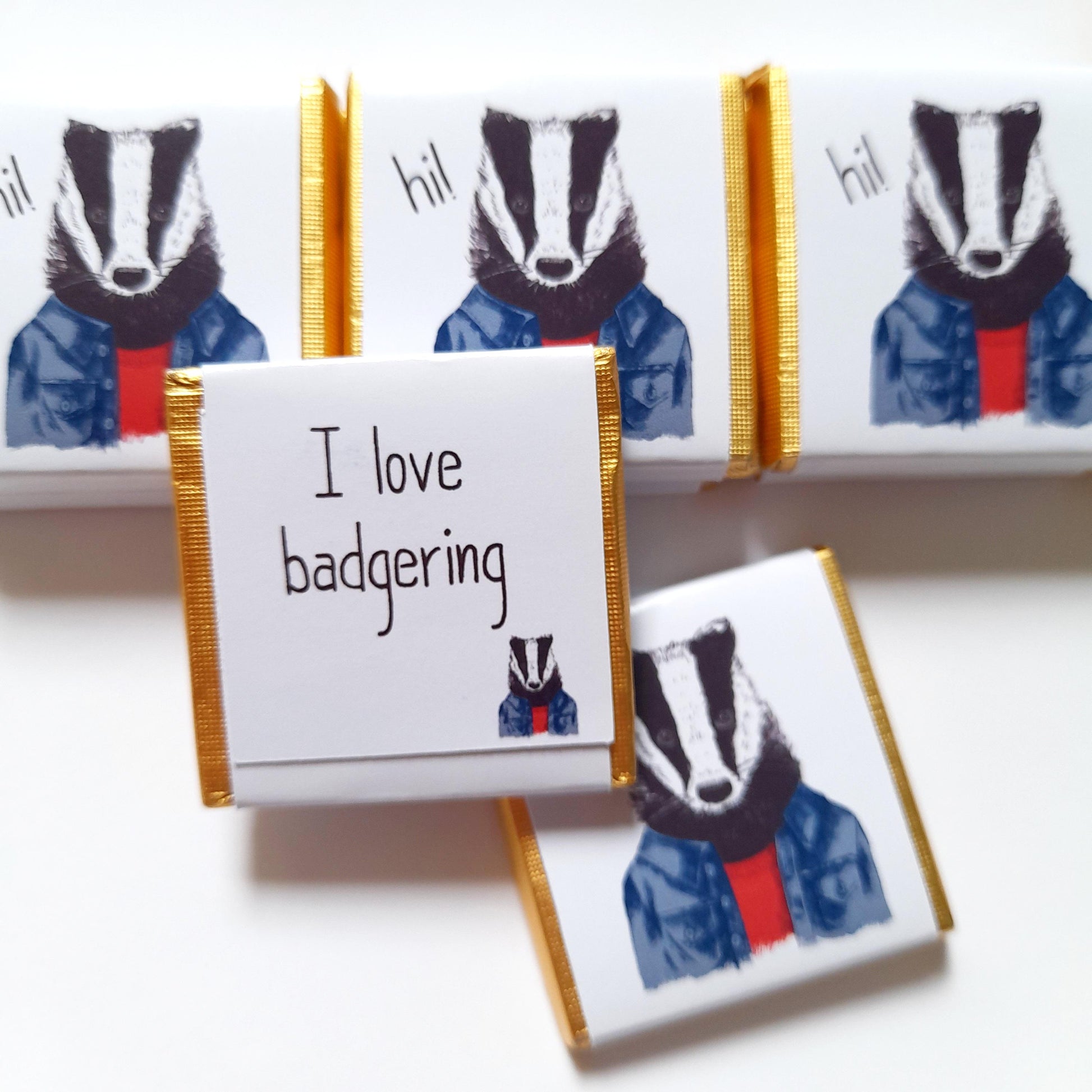 Personalised Badger Chocolate Favours – British Wildlife Birthday Treats