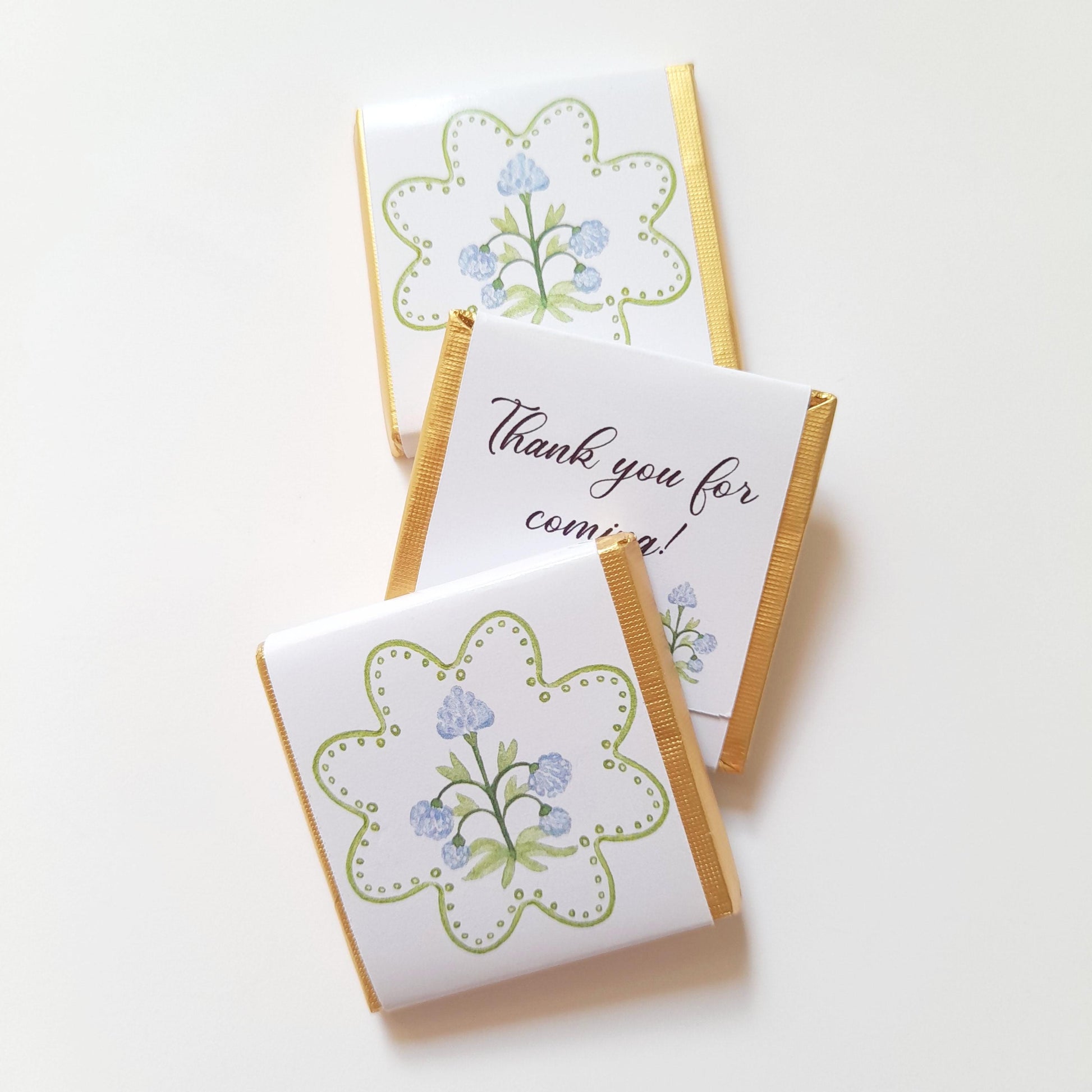 Personalised Blue Floral Party Favours – Wedding Thank You Chocolates
