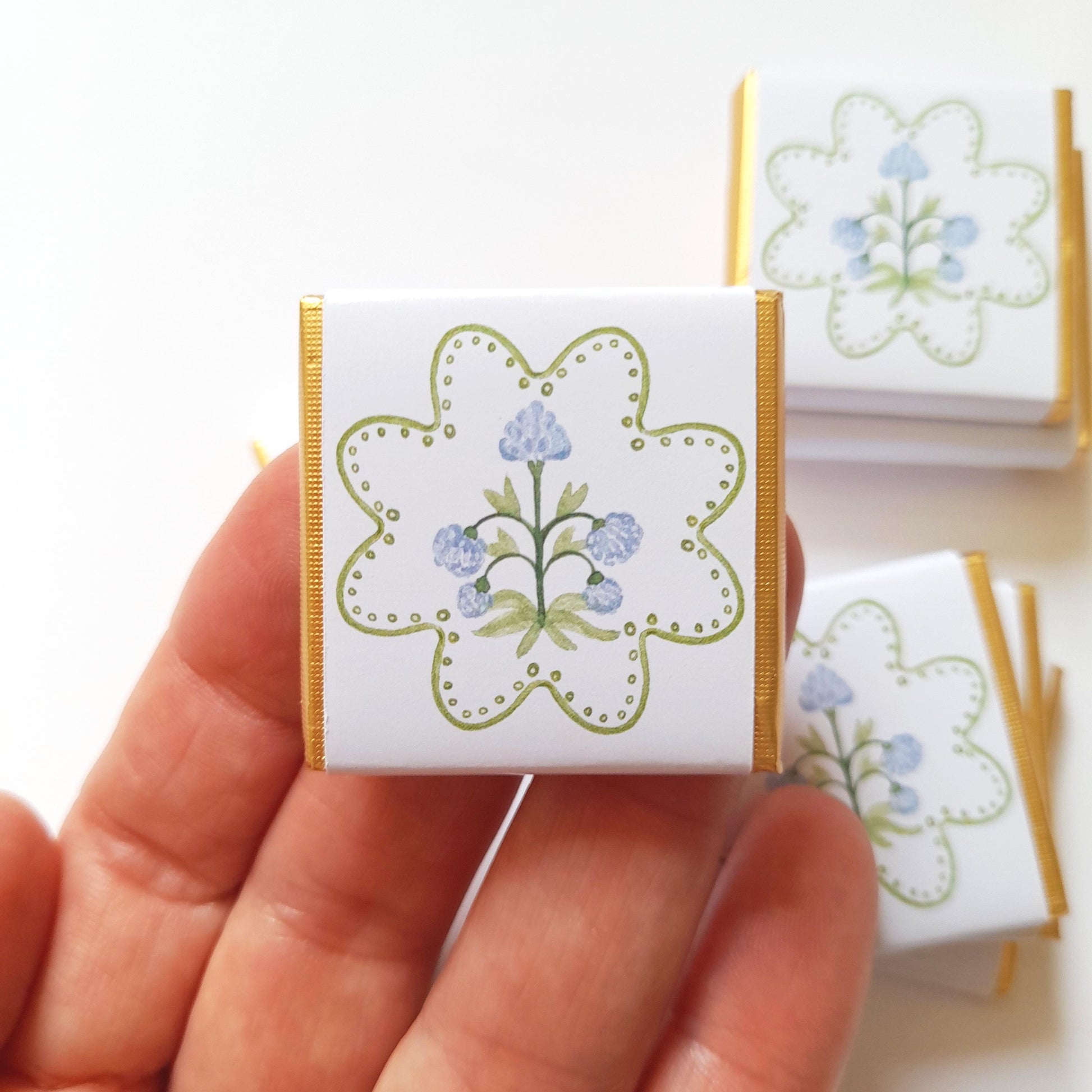 Personalised Blue Floral Party Favours – Wedding Thank You Chocolates