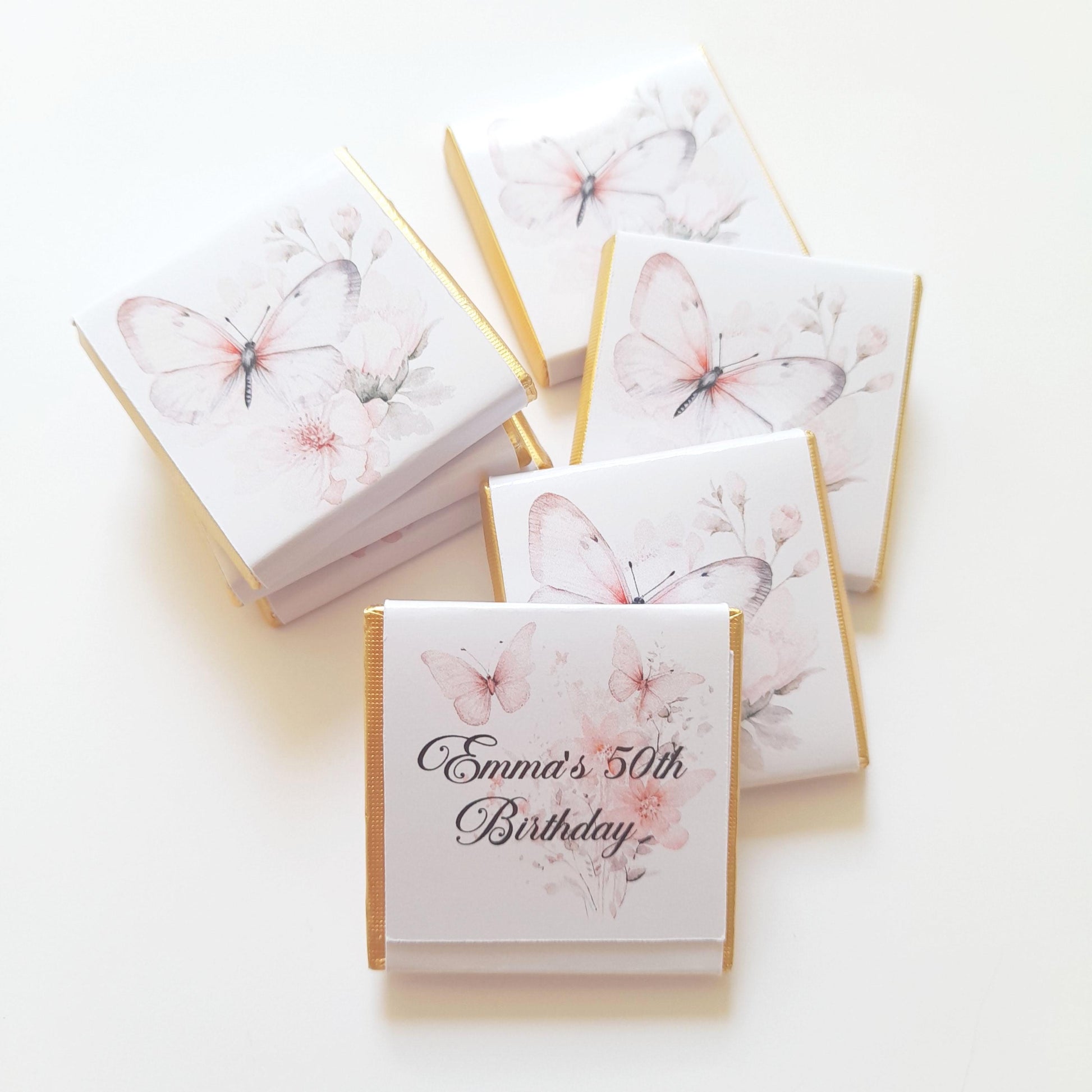 Personalised Butterfly Party Favours for 50th, 60th, 70th Birthdays