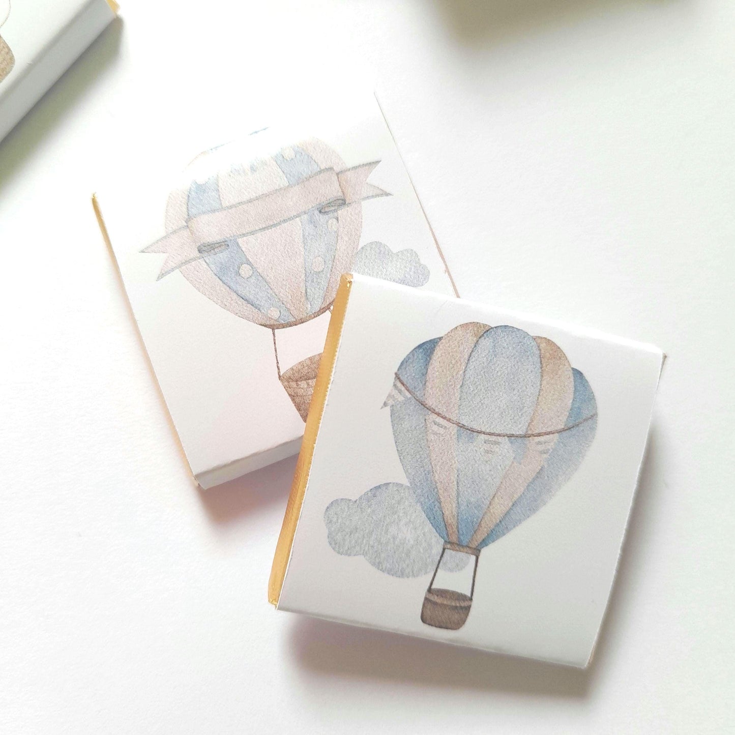 Personalised Baby Boy Shower Favours - Blue Hot Air Balloon Chocolate Treats - Custom Adventure Awaits Guest Gifts - Little Man Party Bags