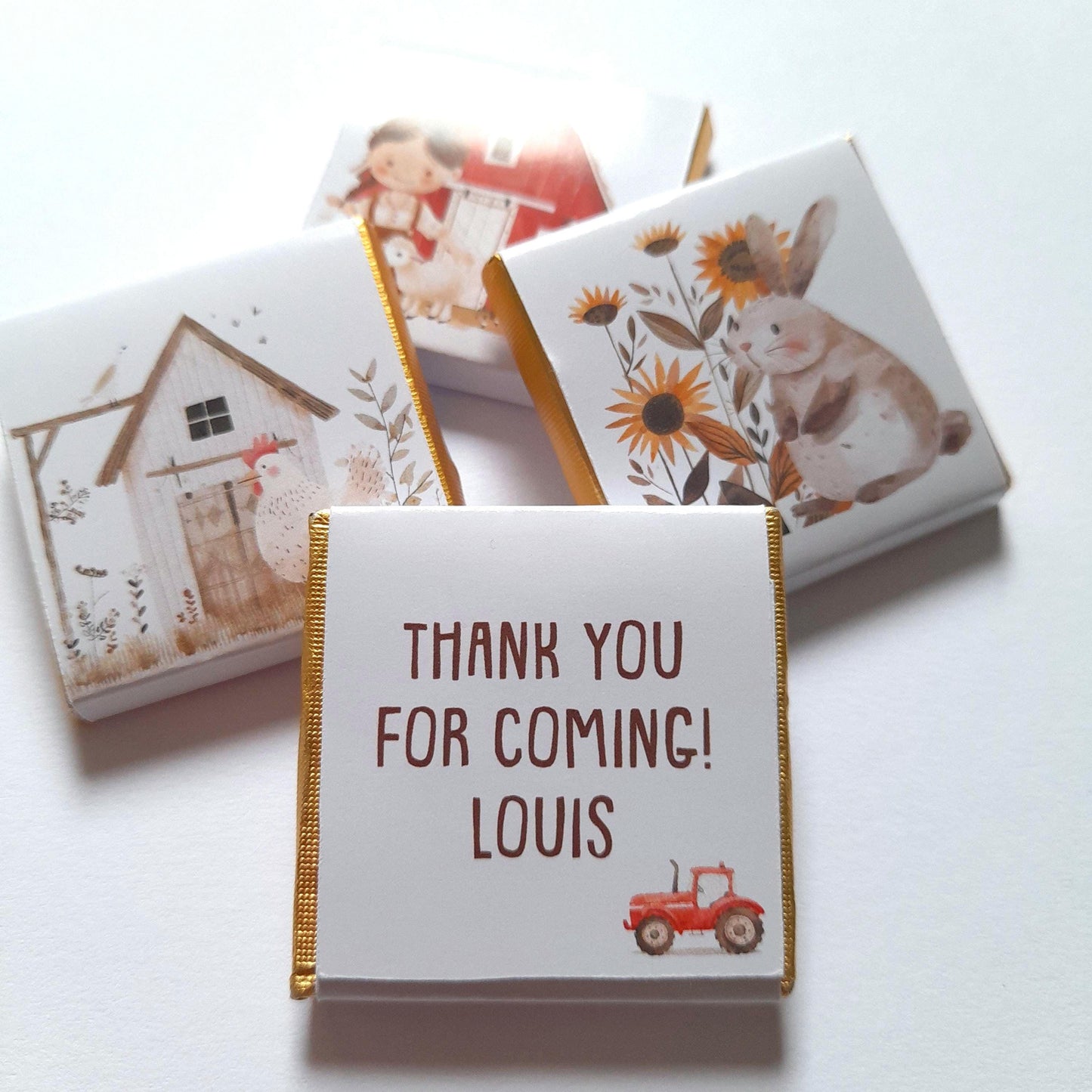 Personalised Farmyard Chocolate Favours – Farm Birthday Party Treats