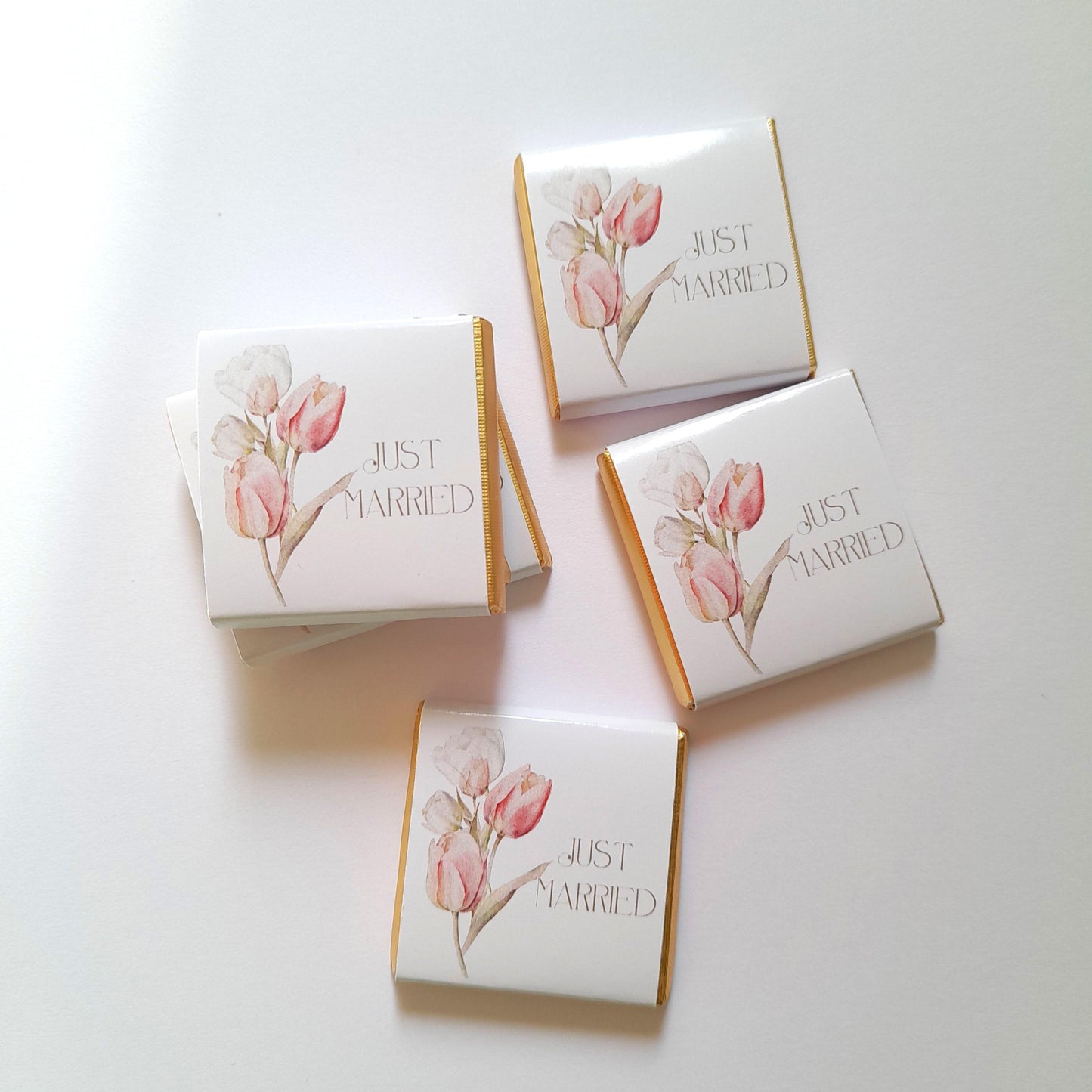 Personalised Just Married Wedding Favours Tulips design
