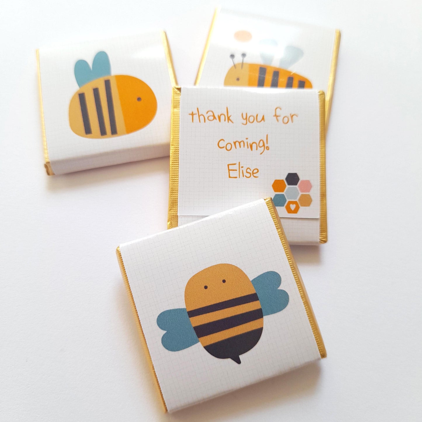 Personalised Bumblebee Chocolate Favours – Custom Bee Birthday Party Treats