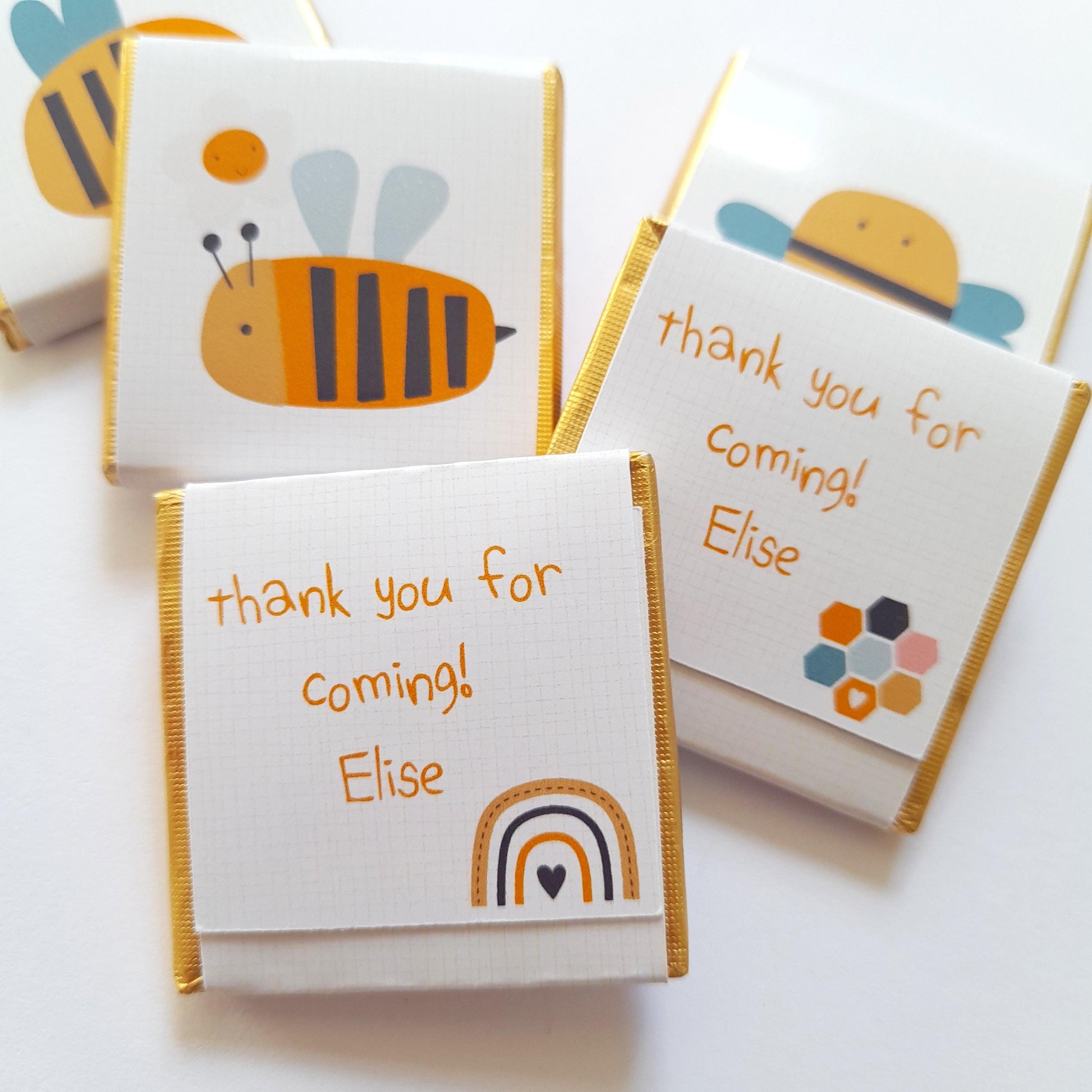 Personalised Bumblebee Chocolate Favours – Custom Bee Birthday Party Treats