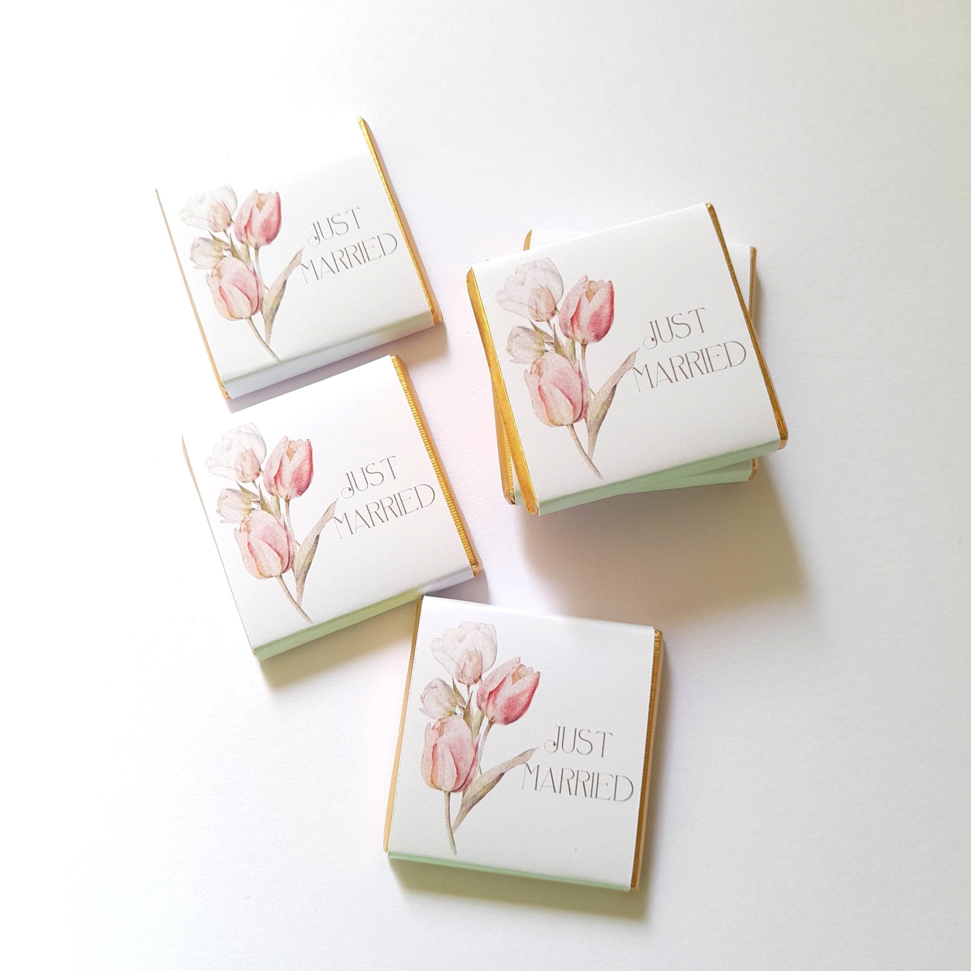 Personalised Just Married Wedding Favours Tulips design
