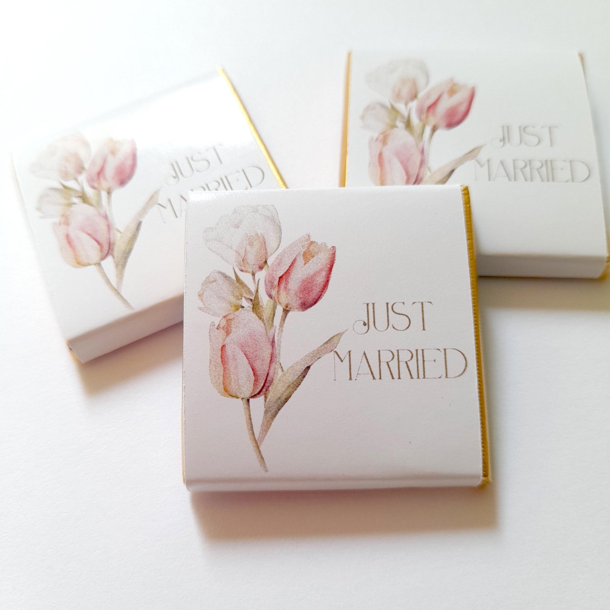 Personalised Just Married Wedding Favours Tulips design