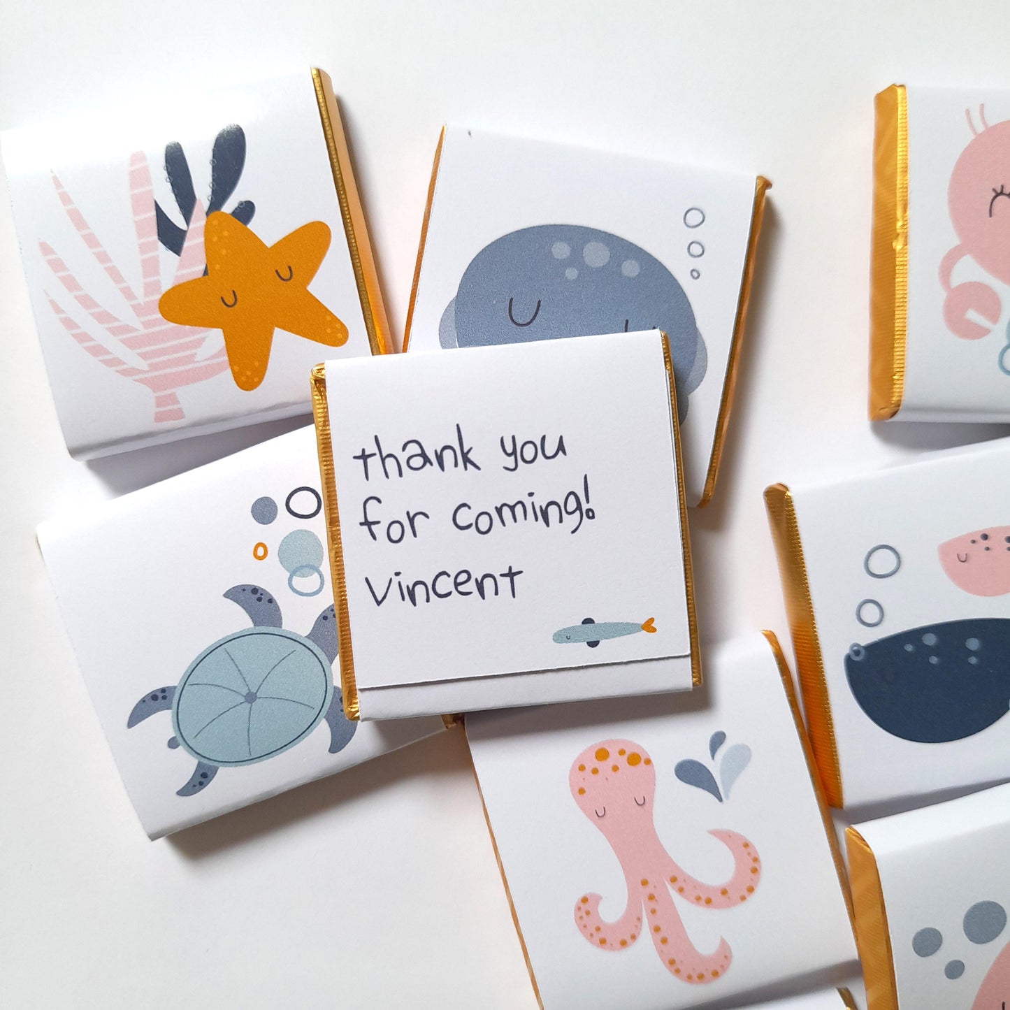 Personalised Ocean Life Party Favours - Under the Sea Birthday Chocolate Treats - Marine Theme Party Bags