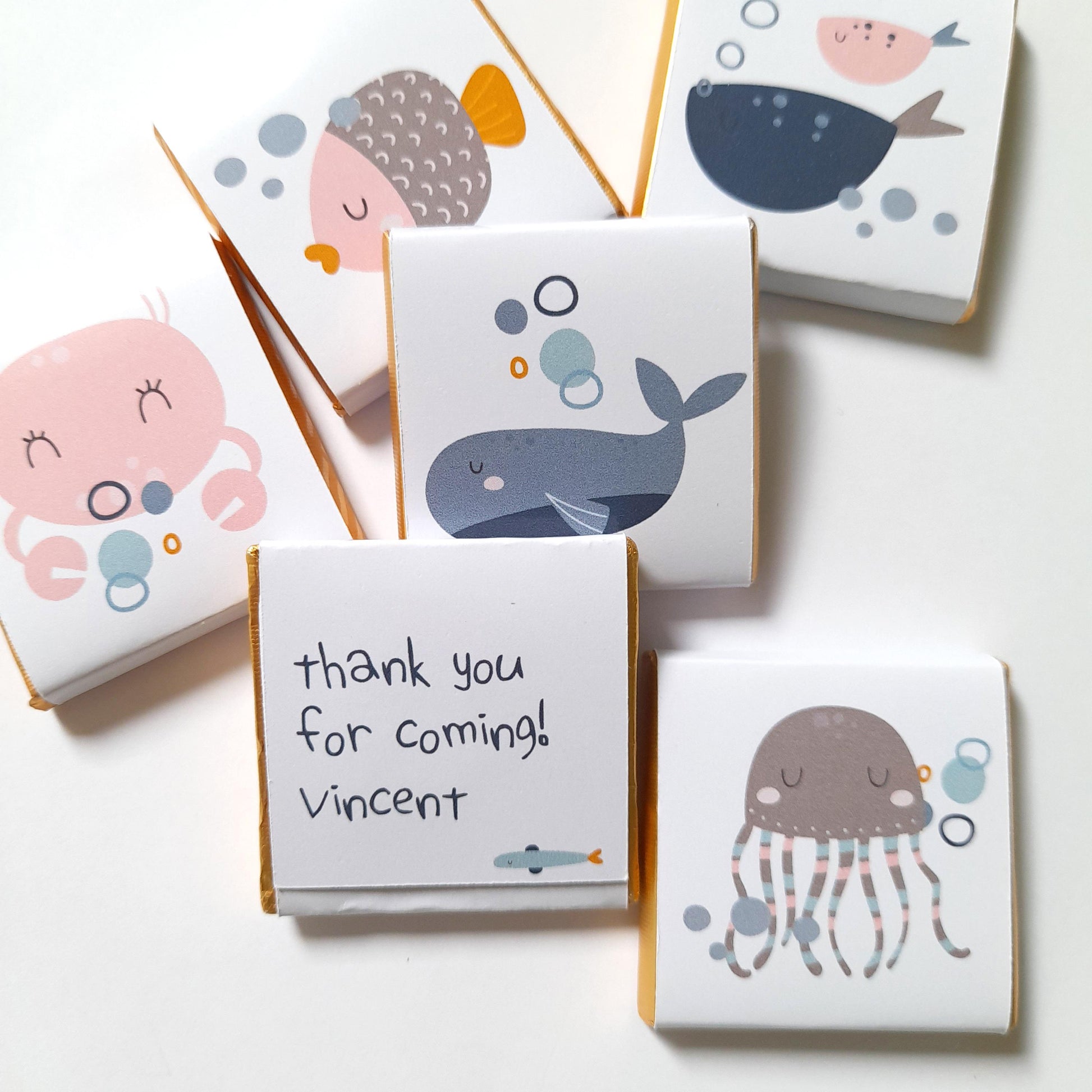 Personalised Ocean Life Party Favours - Under the Sea Birthday Chocolate Treats - Marine Theme Party Bags