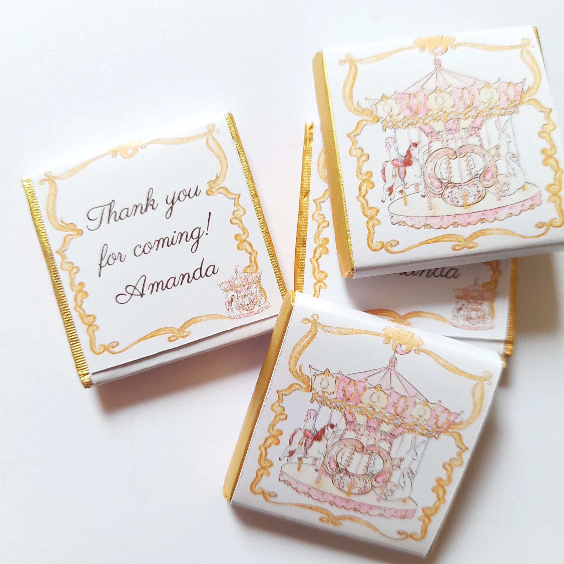 Personalised Pink Carousel Chocolate Favours – Girls Birthday Party Bag Fillers