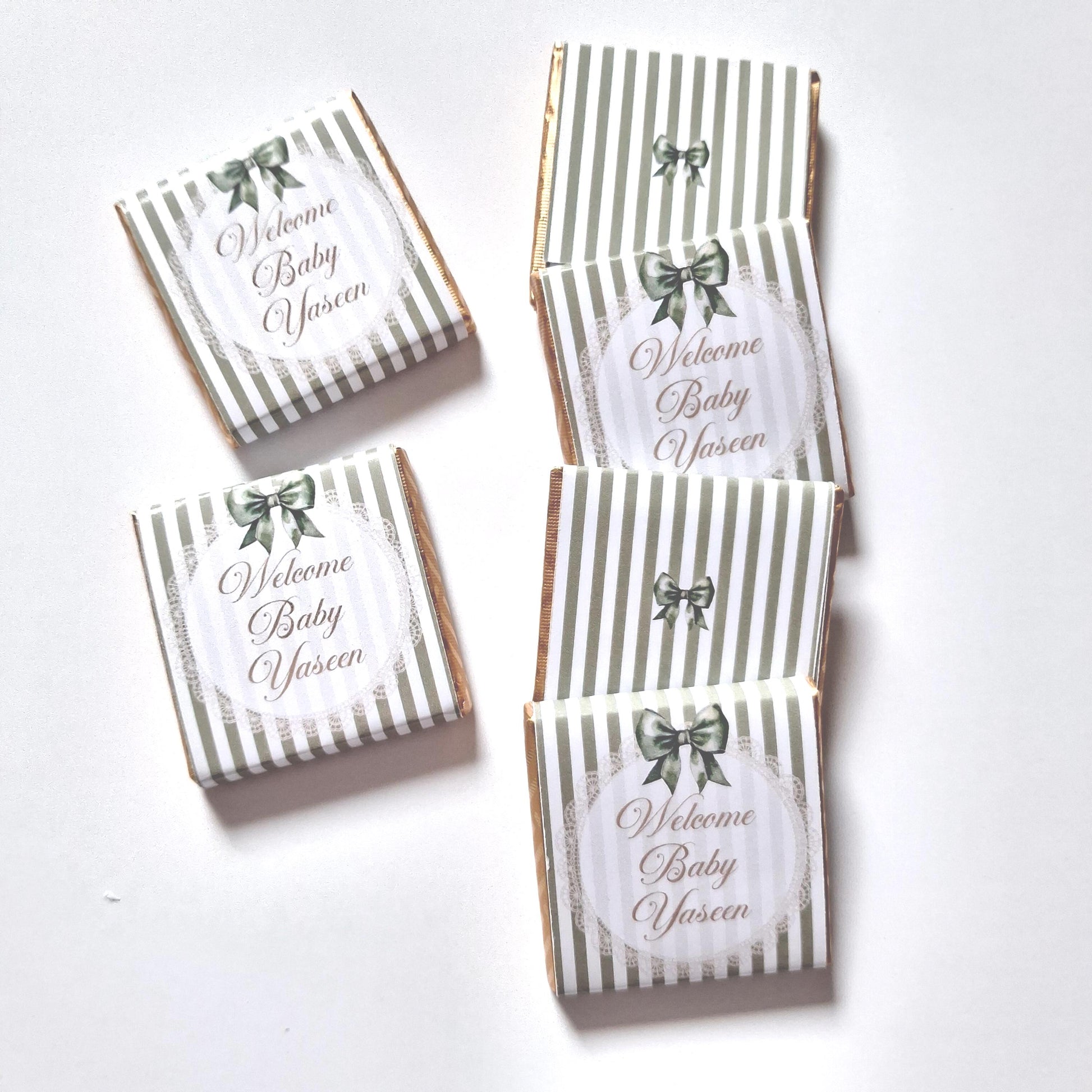 Personalised Baby Shower Party Favours – Sage Green Bow Treats