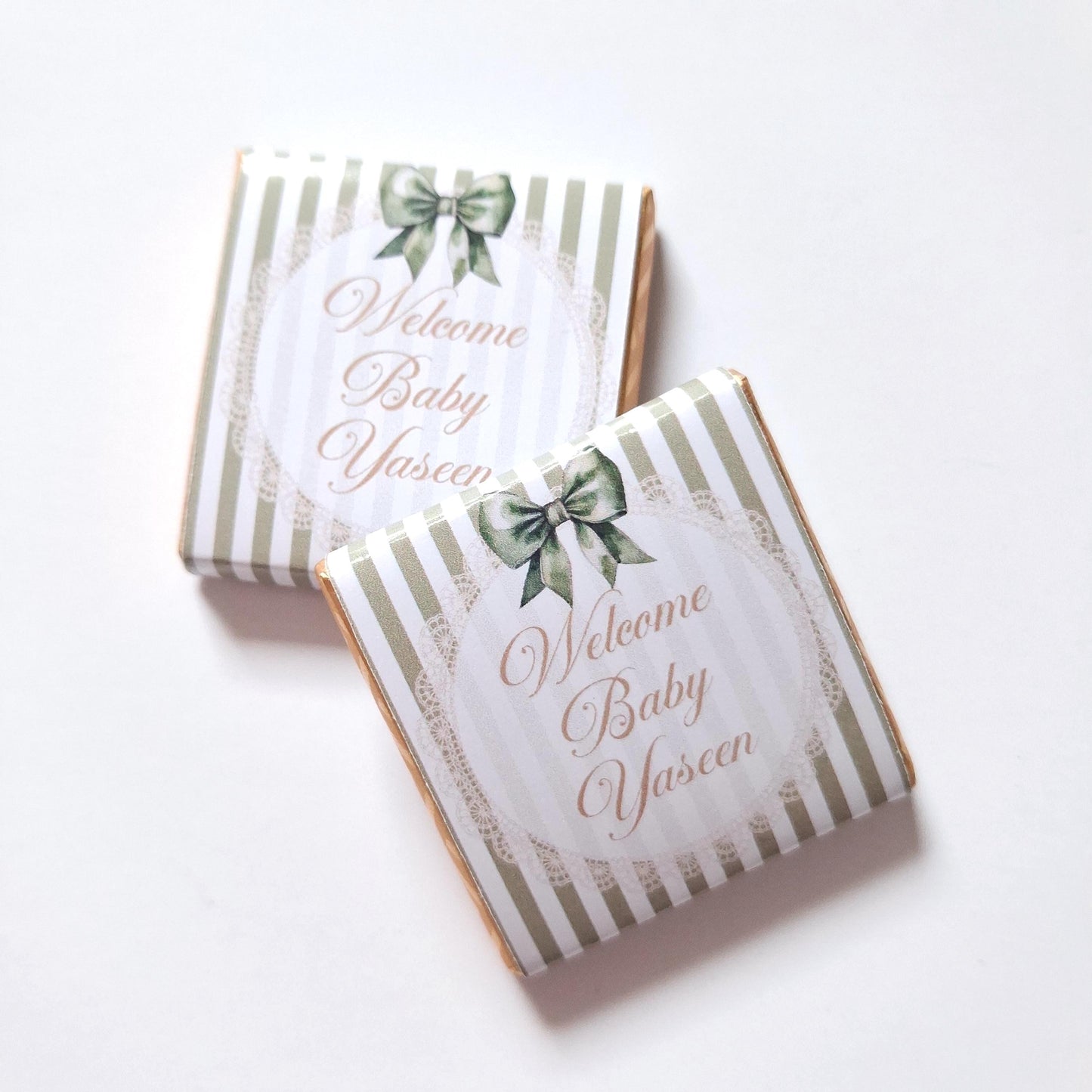 Personalised Baby Shower Party Favours – Sage Green Bow Treats