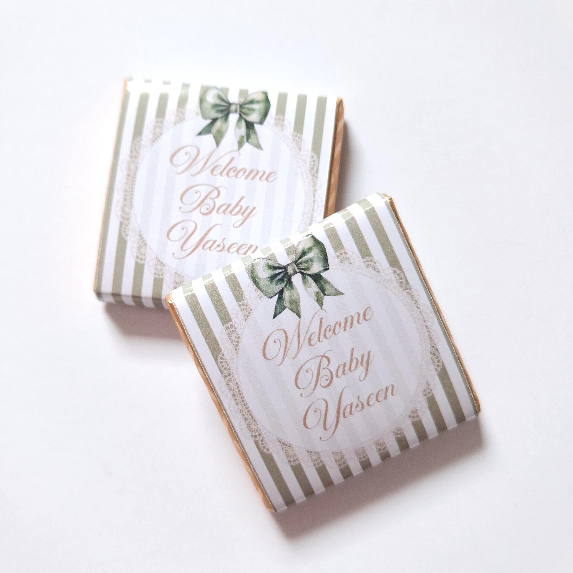 Personalised Baby Shower Party Favours – Sage Green Bow Treats