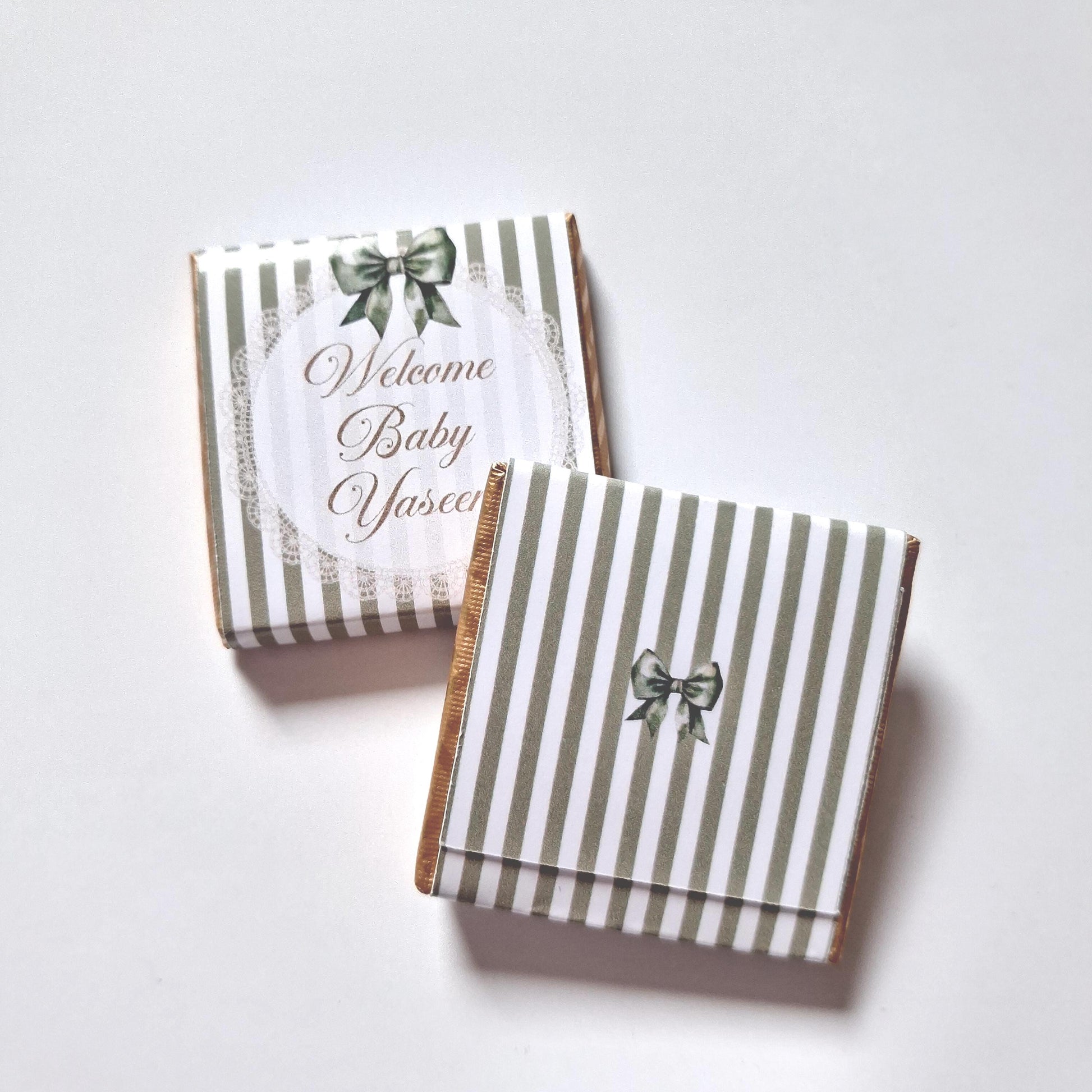 Personalised Baby Shower Party Favours – Sage Green Bow Treats