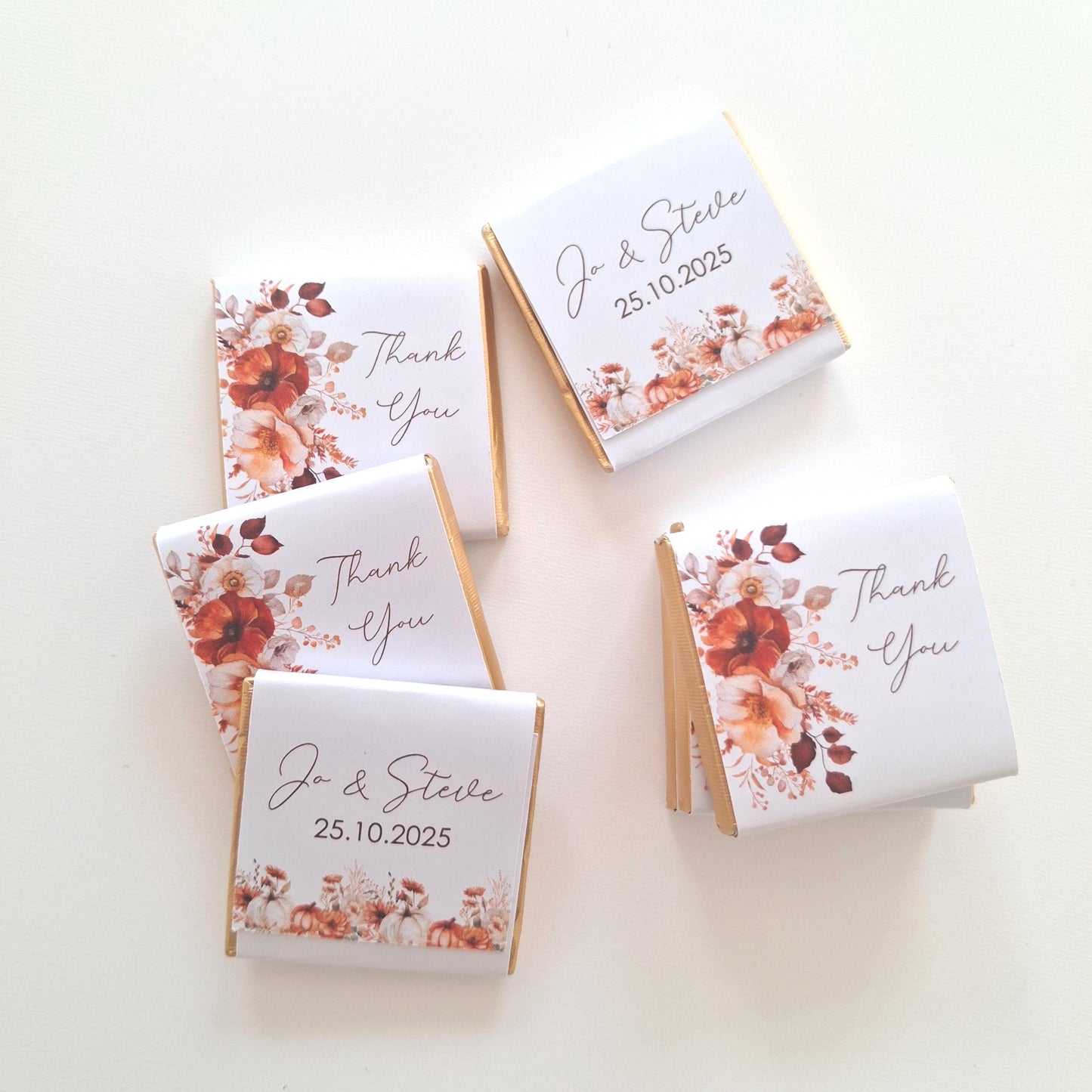Personalised Rustic Wedding Favours - Autumn Chocolate Treats