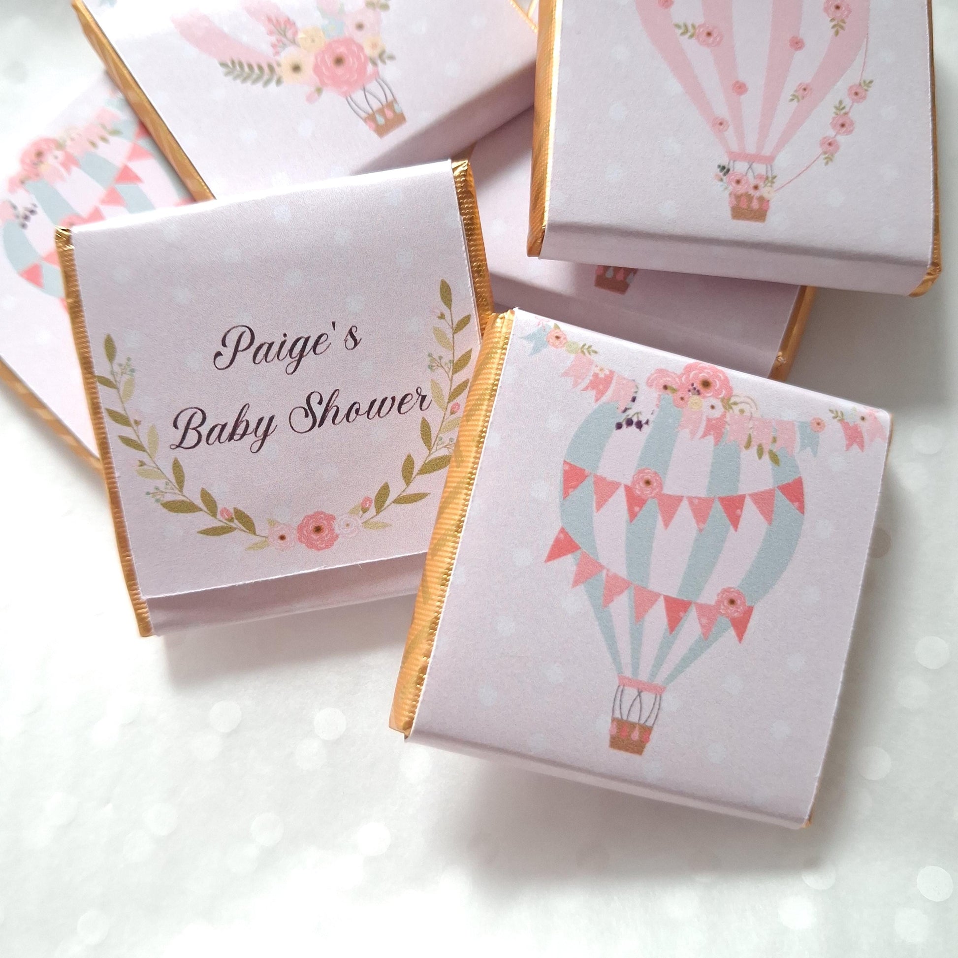 Personalised Hot Air Balloon Chocolates – Baby Shower Guest Favours, Adventure Awaits Treats