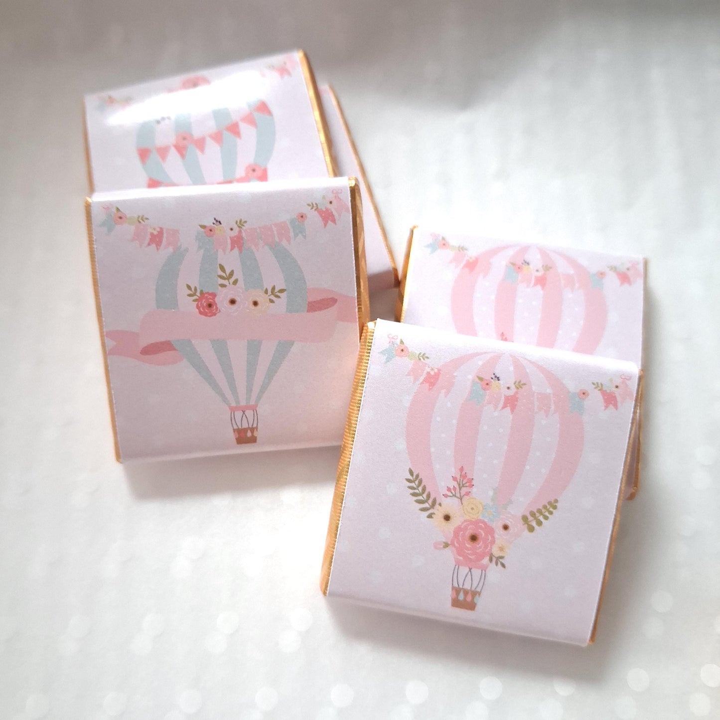 Personalised Hot Air Balloon Chocolates – Baby Shower Guest Favours, Adventure Awaits Treats