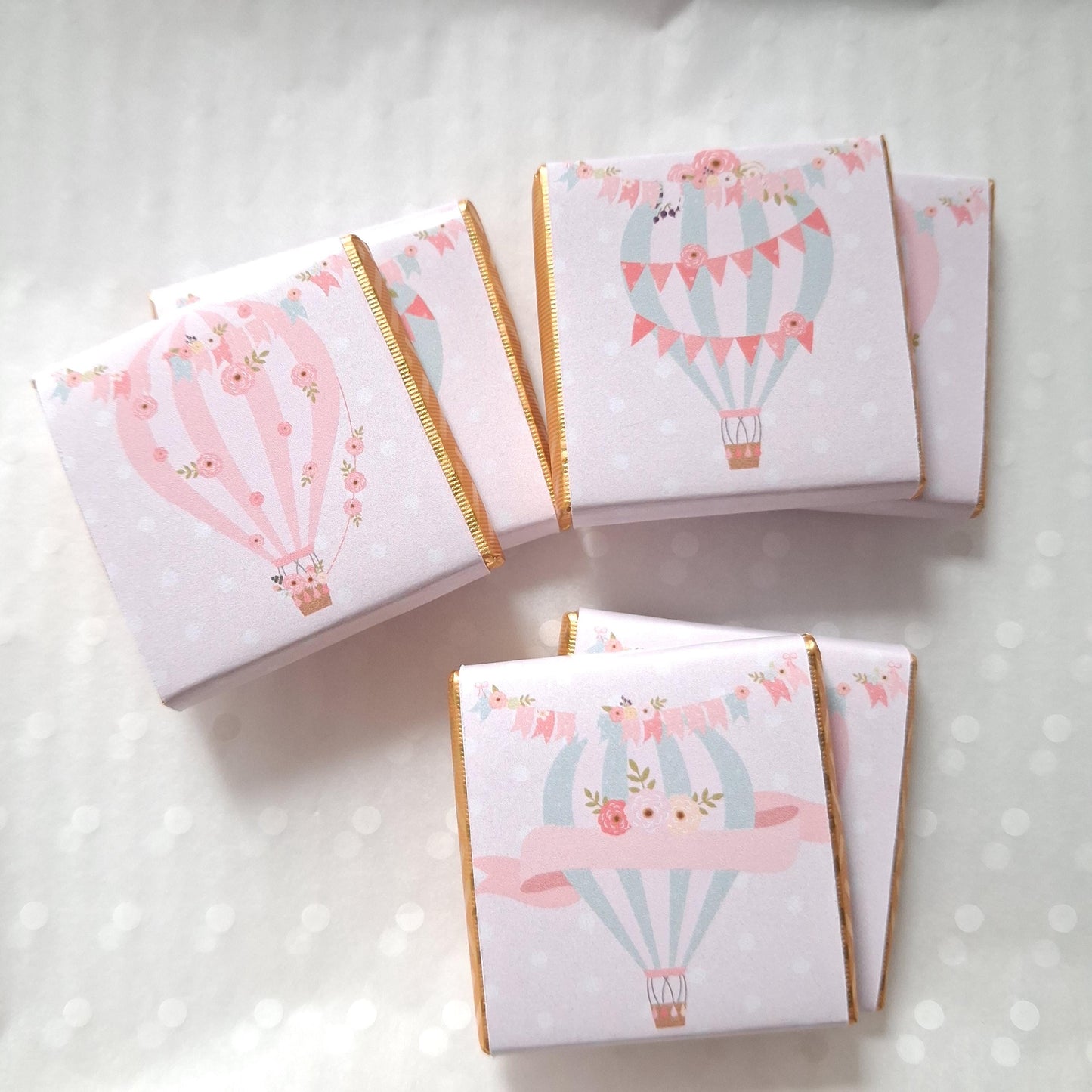 Personalised Hot Air Balloon Chocolates – Baby Shower Guest Favours, Adventure Awaits Treats