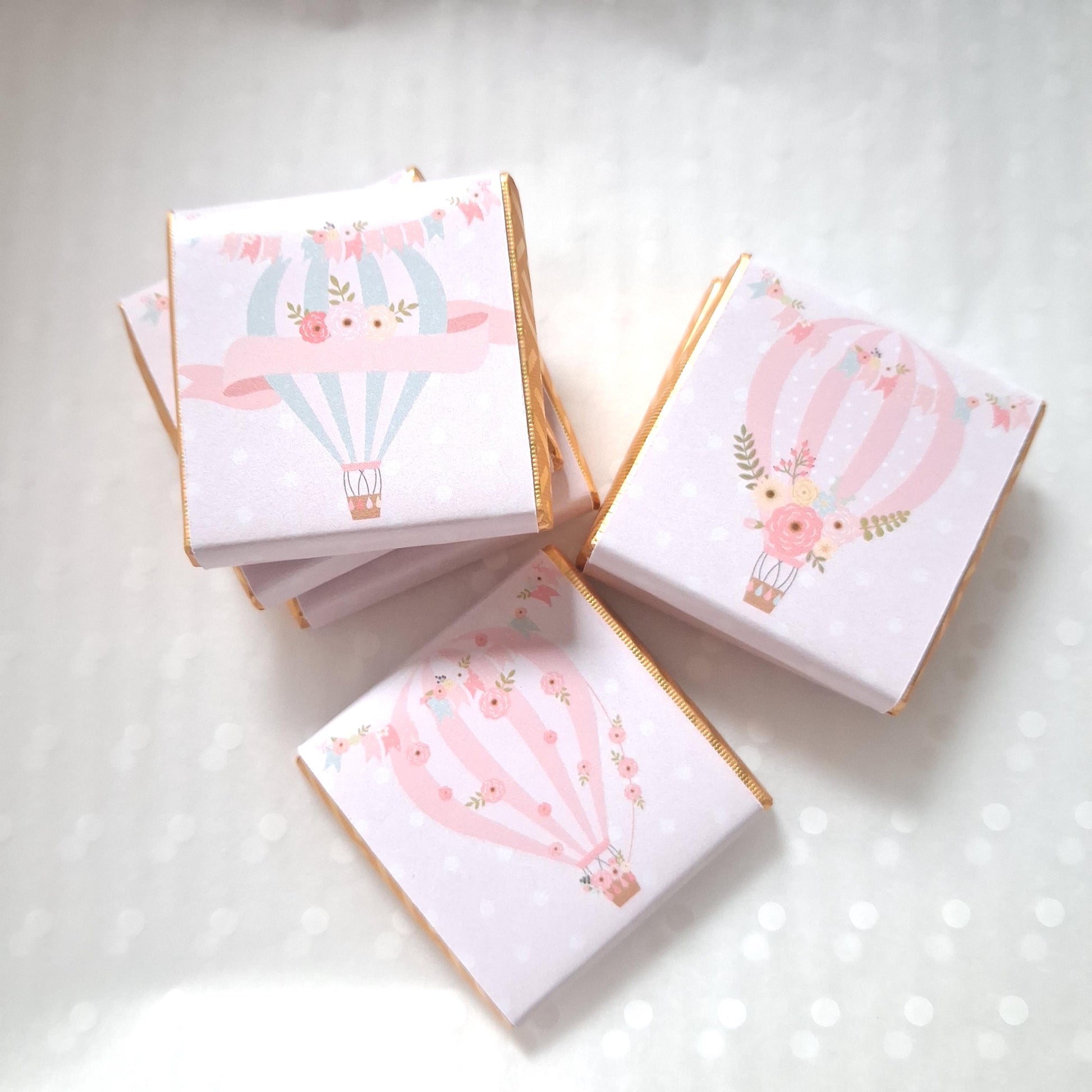 Personalised Hot Air Balloon Chocolates – Baby Shower Guest Favours, Adventure Awaits Treats