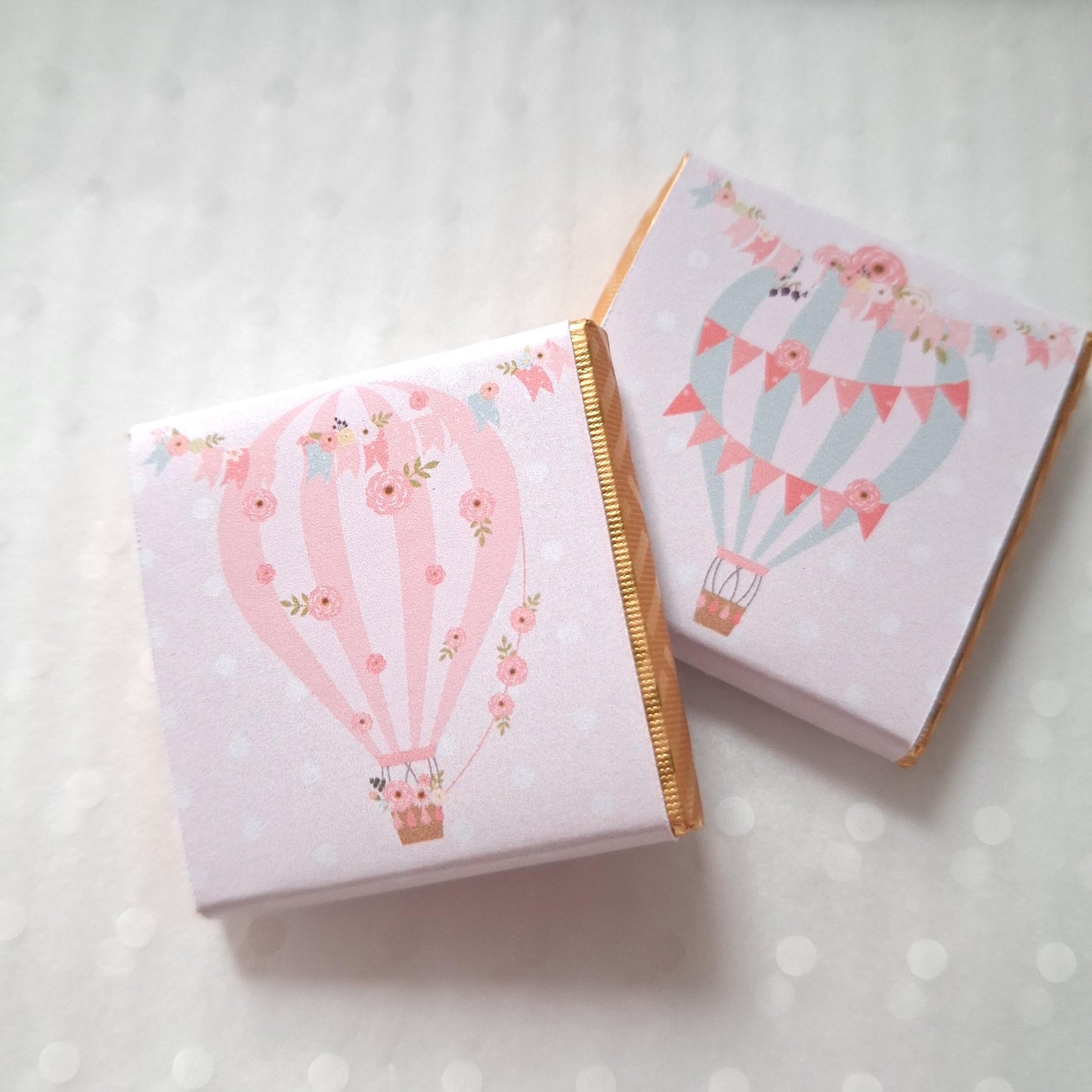 Personalised Hot Air Balloon Chocolates – Baby Shower Guest Favours, Adventure Awaits Treats