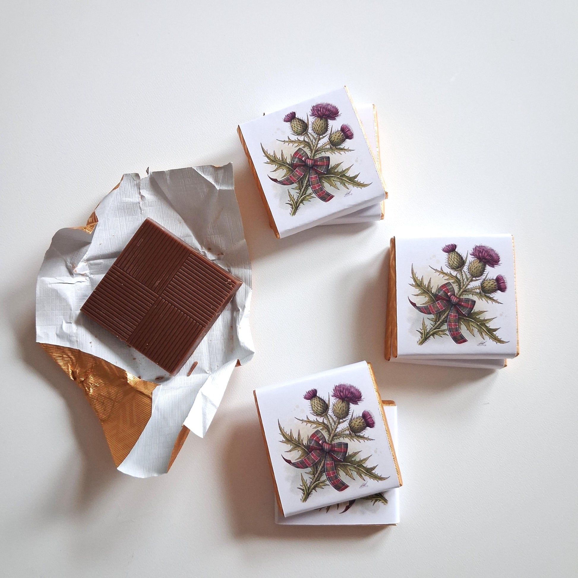 Personalised Scottish Thistle Favours - Scottish Wedding Chocolate - Highland Theme Party Bag Fillers - Burns Night Table Decor