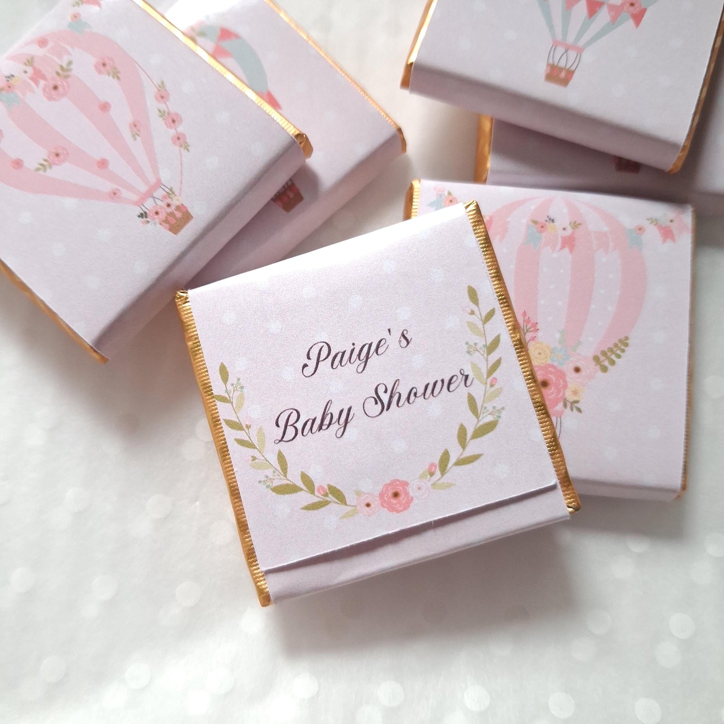 Personalised Hot Air Balloon Chocolates – Baby Shower Guest Favours, Adventure Awaits Treats