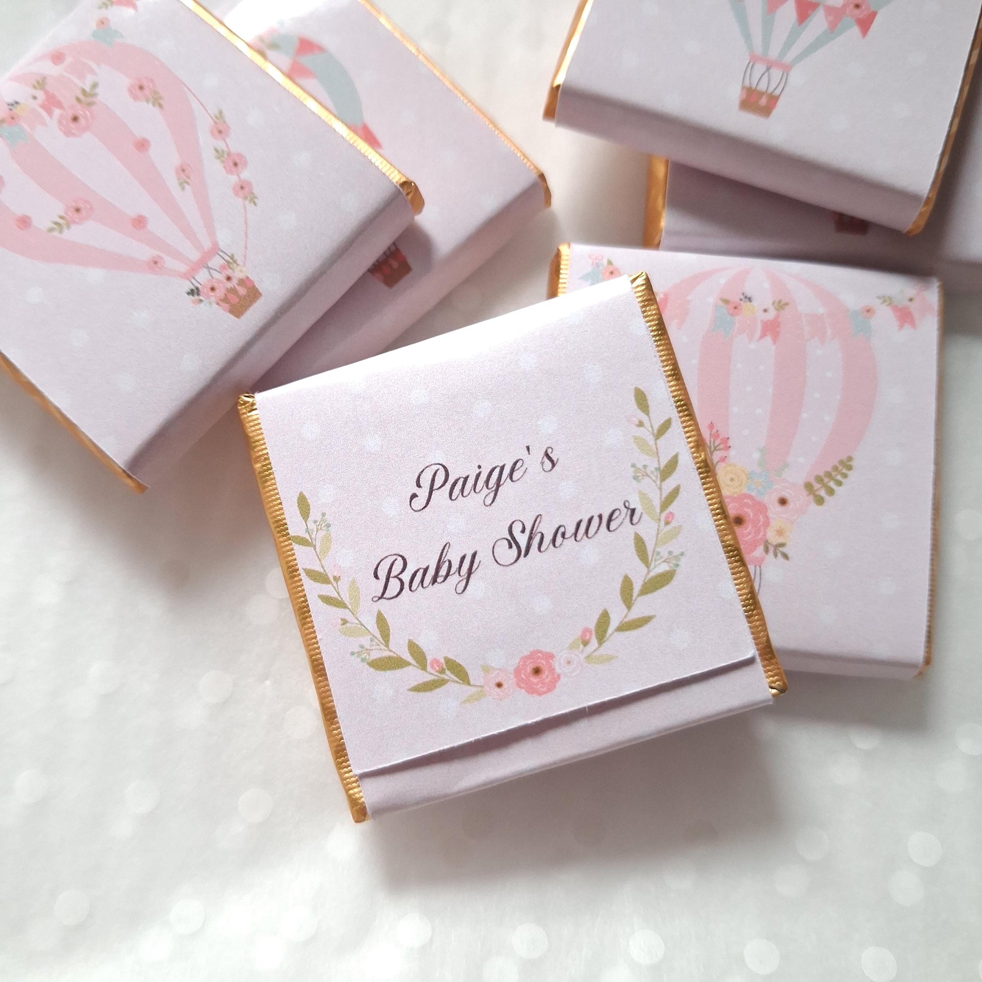 Personalised Hot Air Balloon Chocolates – Baby Shower Guest Favours, Adventure Awaits Treats