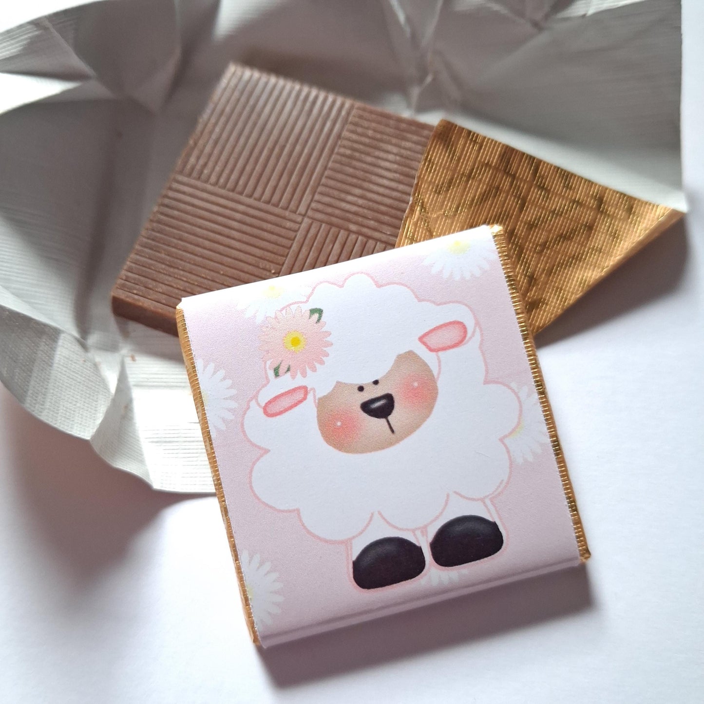 Personalised Girls Christening Chocolate Favours – Baby Sheep Party Guest Gifts