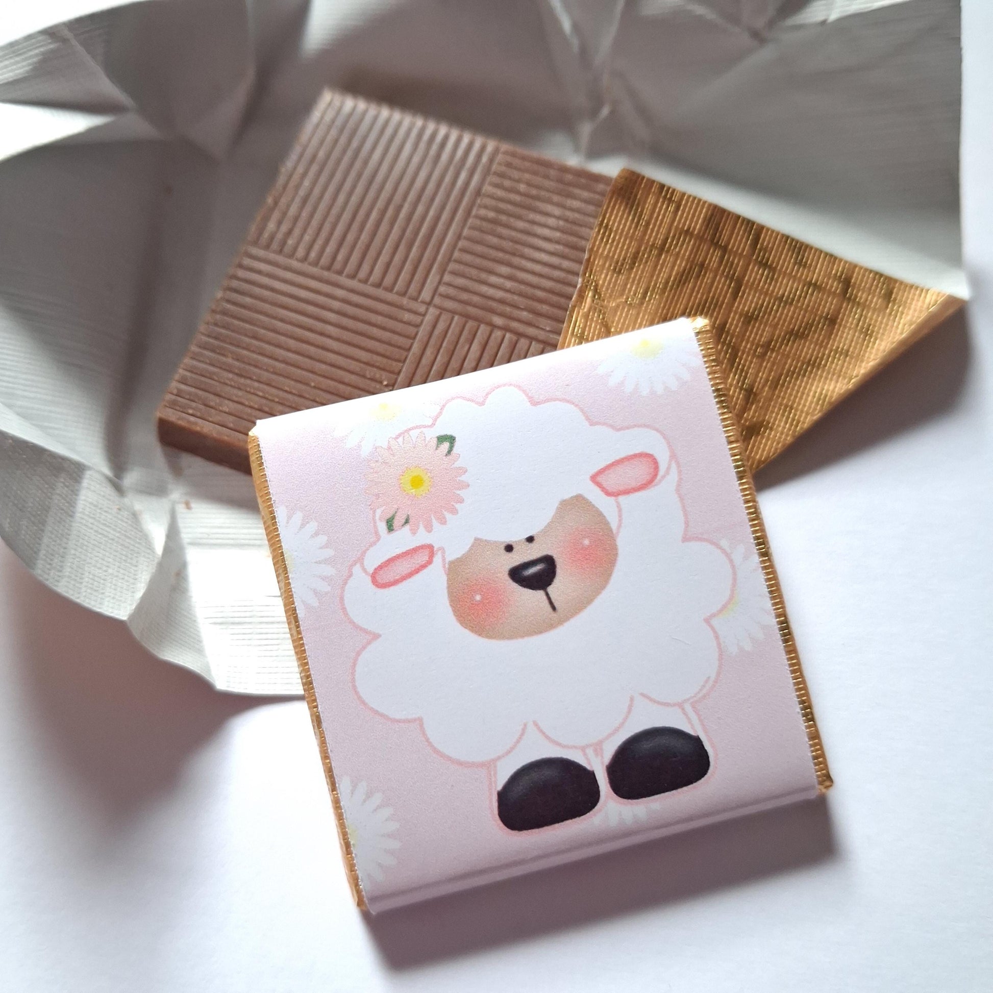 Personalised Girls Christening Chocolate Favours – Baby Sheep Party Guest Gifts
