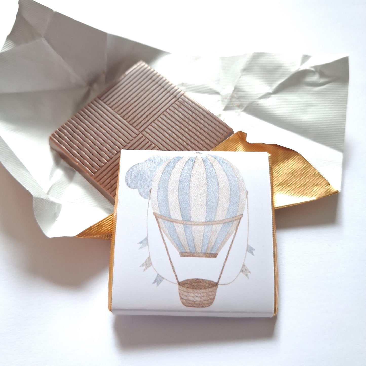 Personalised Baby Boy Shower Favours - Blue Hot Air Balloon Chocolate Treats - Custom Adventure Awaits Guest Gifts - Little Man Party Bags