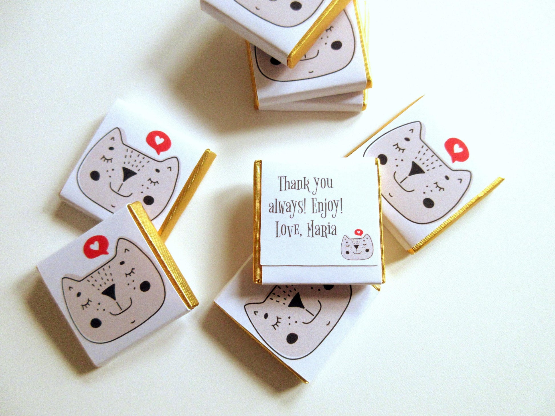 Personalised Love Cat Chocolate Favours – Kitten Birthday Party Bag Filler Treats