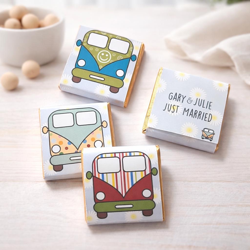 Personalised Camper Van Party Favours, Wedding Treats, Camping Birthday Chocolates, Customised Guest Gifts