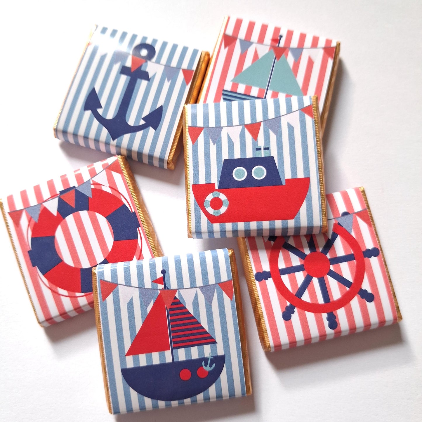 Nautical Chocolate Party Favors, Sailor Theme Custom Guest Gifts, Birthday Wedding Hen Party