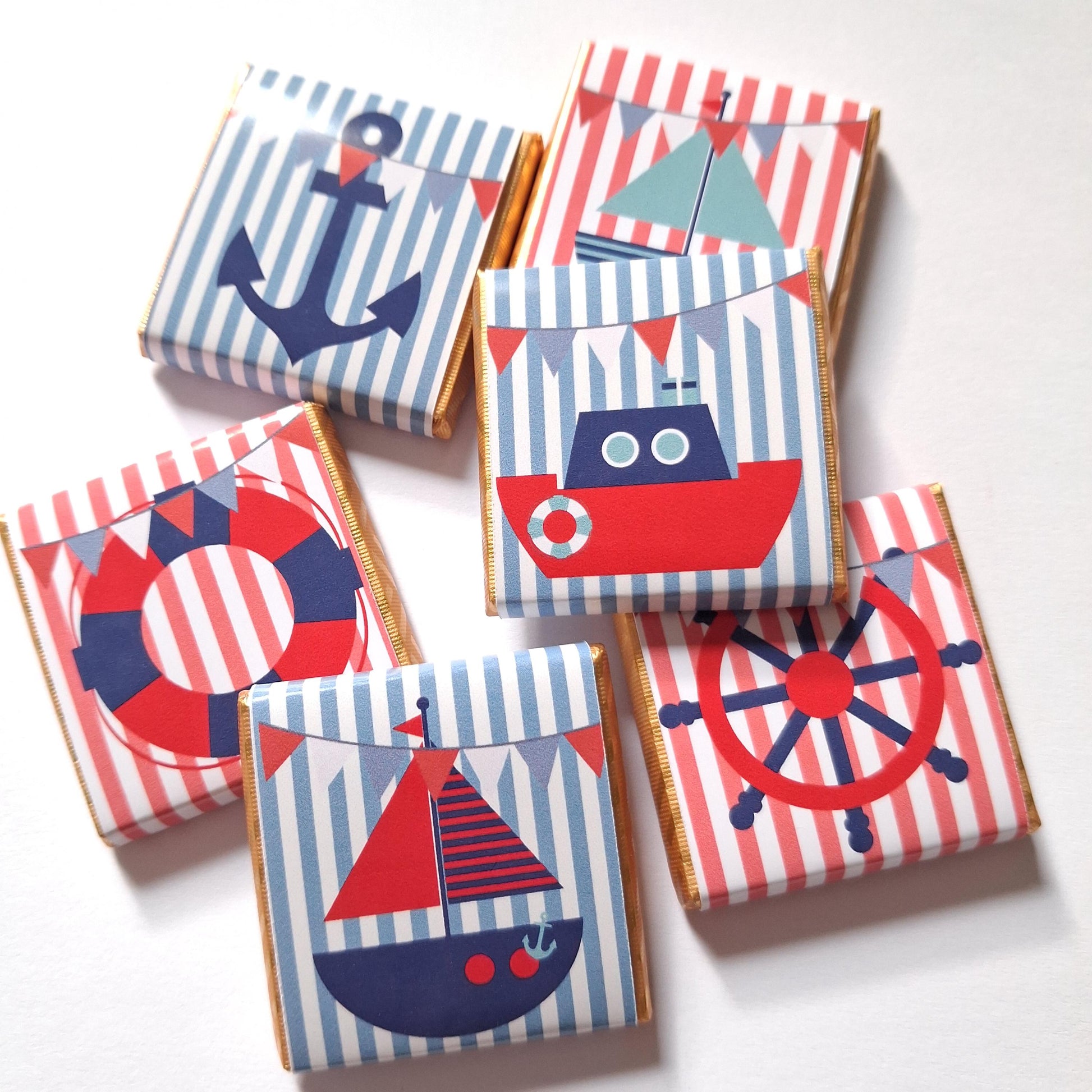 Nautical Chocolate Party Favors, Sailor Theme Custom Guest Gifts, Birthday Wedding Hen Party