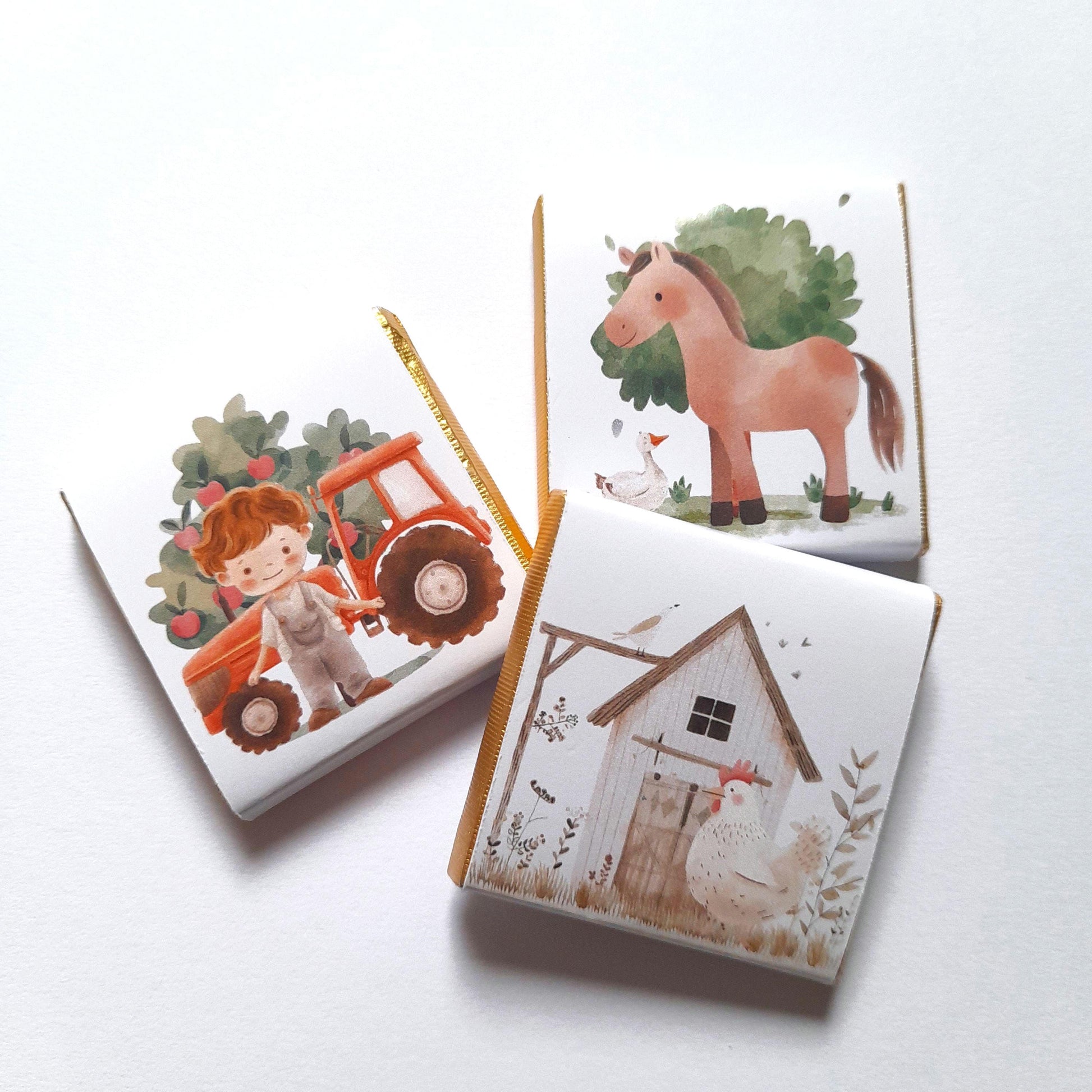 at the farm party personalised chocolate favours