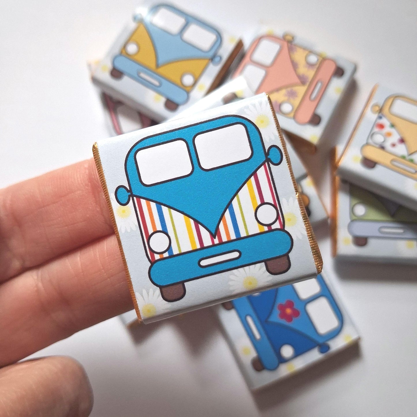 Personalised Camper Van Party Favours, Wedding Treats, Camping Birthday Chocolates, Customised Guest Gifts